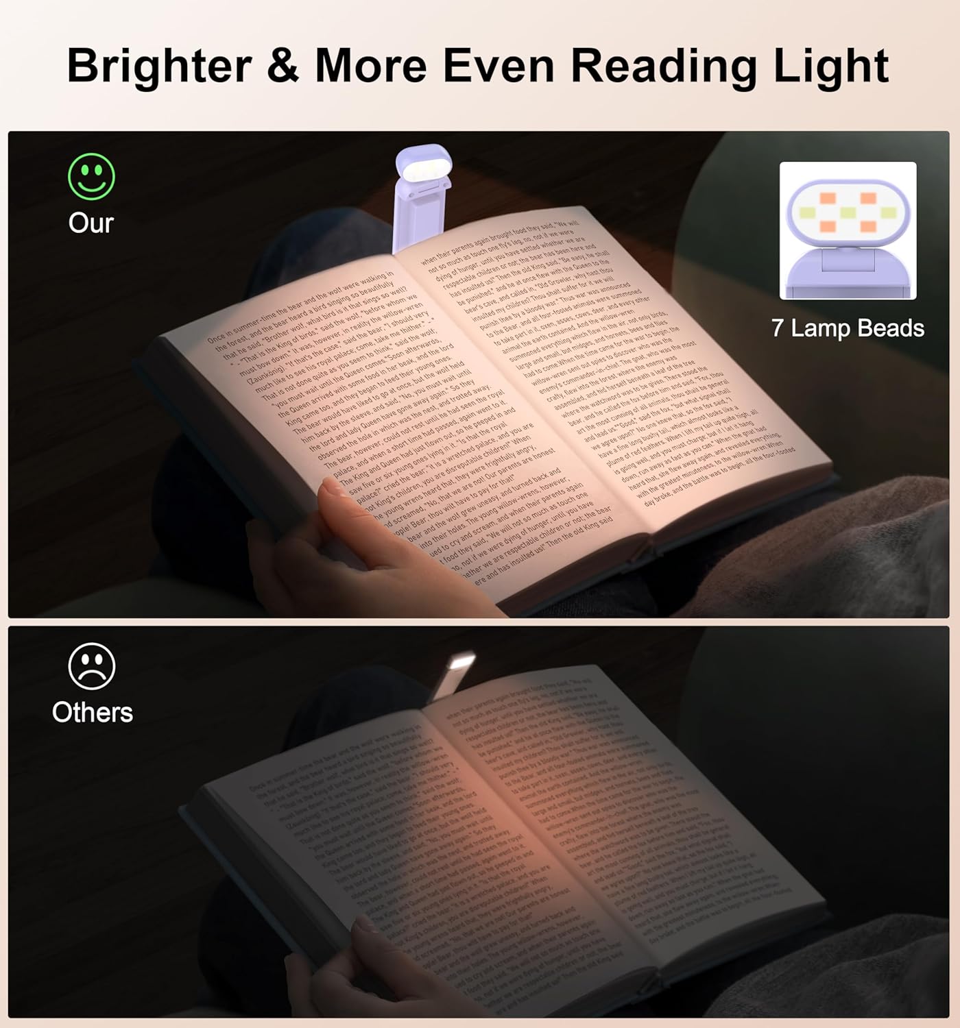 Thumbnail 2 de Gritin Leselampe Buch Klemme – wiederaufladbare Cliplampe mit 7 LEDs, 3 Farbtemperaturen und stufenloser Dimmung