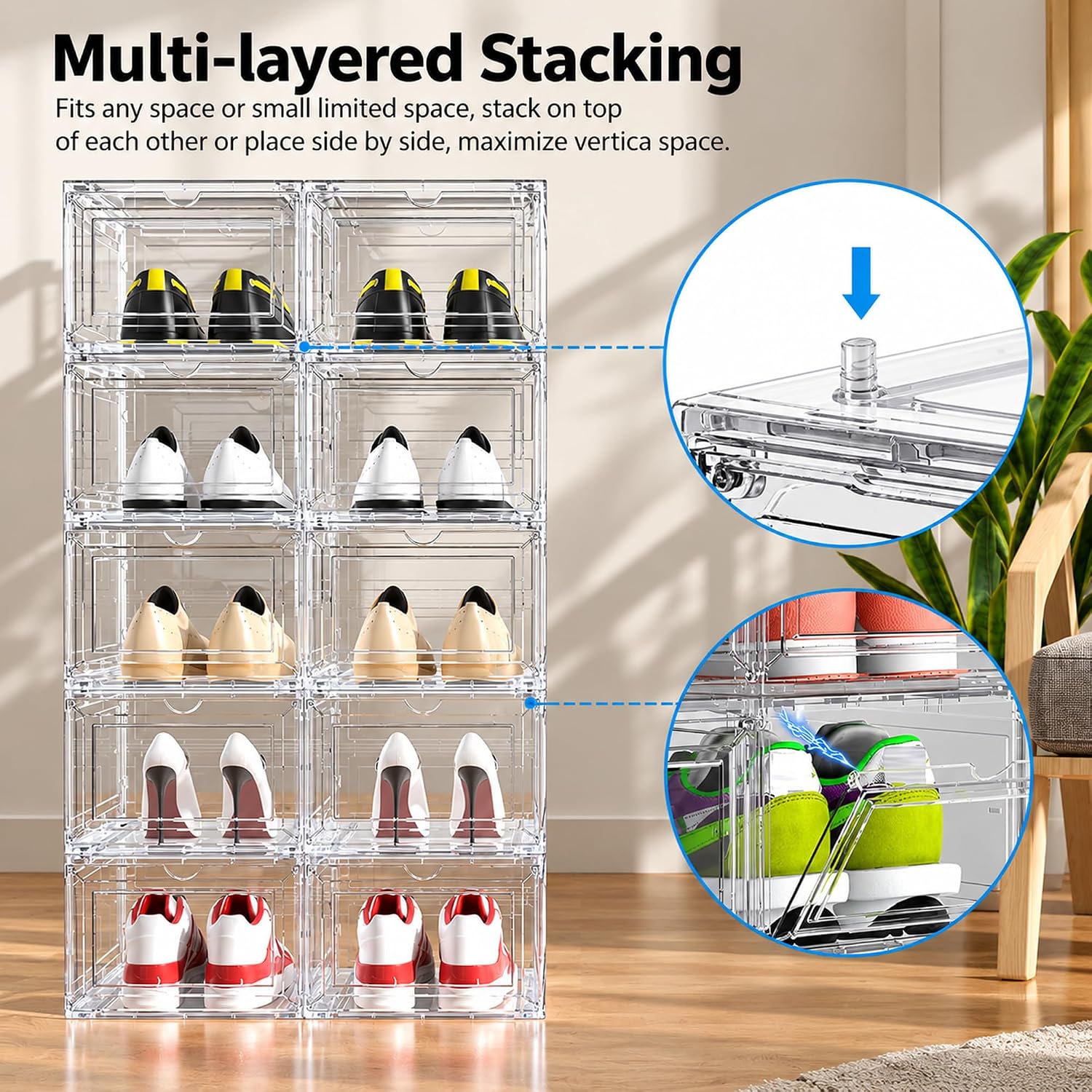 Detalle de Vynlex Shoe Box Organizer, 10-Pack