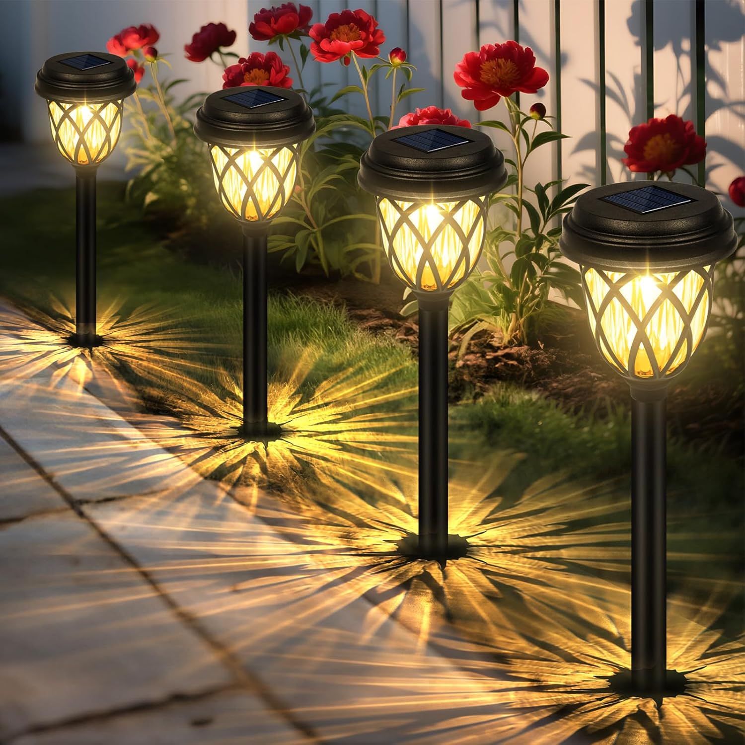 Detalle de HELESIN Luci Solari da Giardino (6 pezzi) – Lampade LED solari per esterni, bianco caldo, IP44