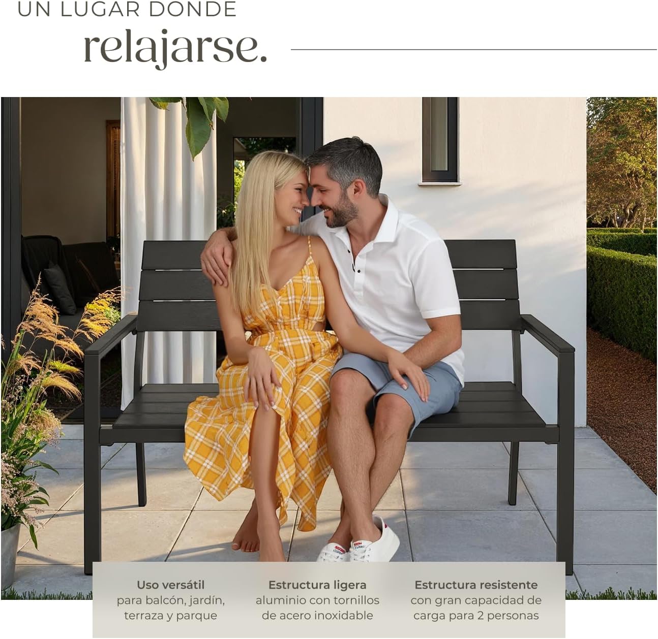 Thumbnail 4 de tectake Banco de Jardín para 2 Personas