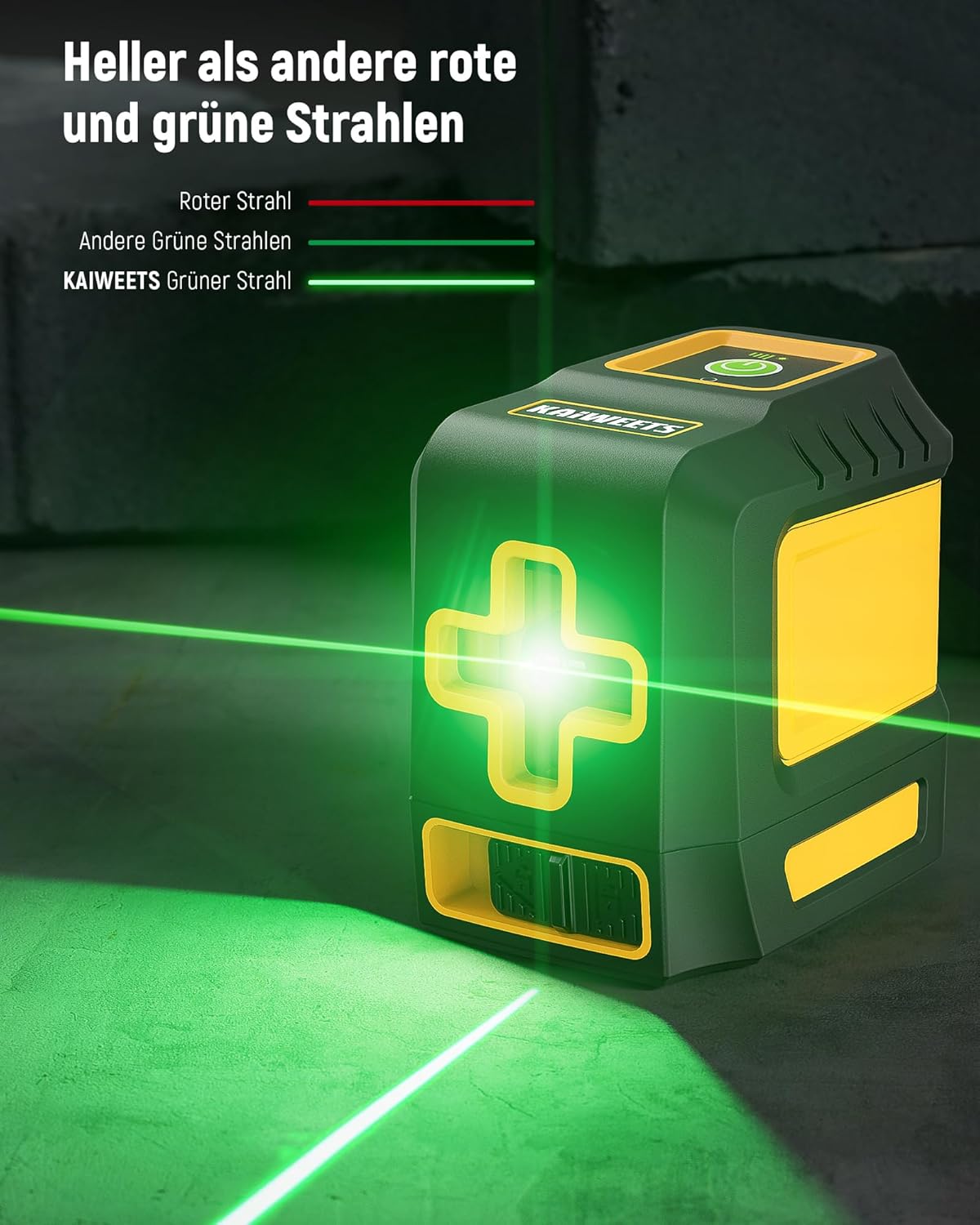 Thumbnail 1 de Livella Laser Autolivellante KAIWEETS Verde 30 m con base magnetica e croce orizzontale/verticale