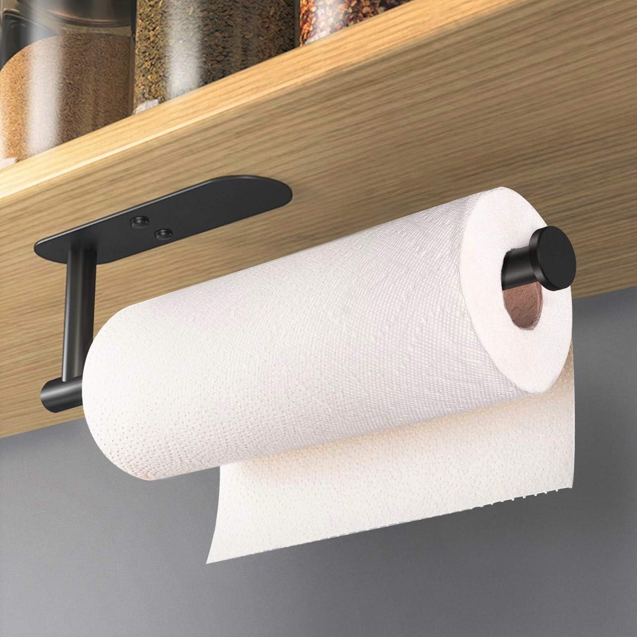 Thumbnail 1 de VAEHOLD Adhesive Paper Towel Holder Under Cabinet Wall Mount – Black Stainless Steel
