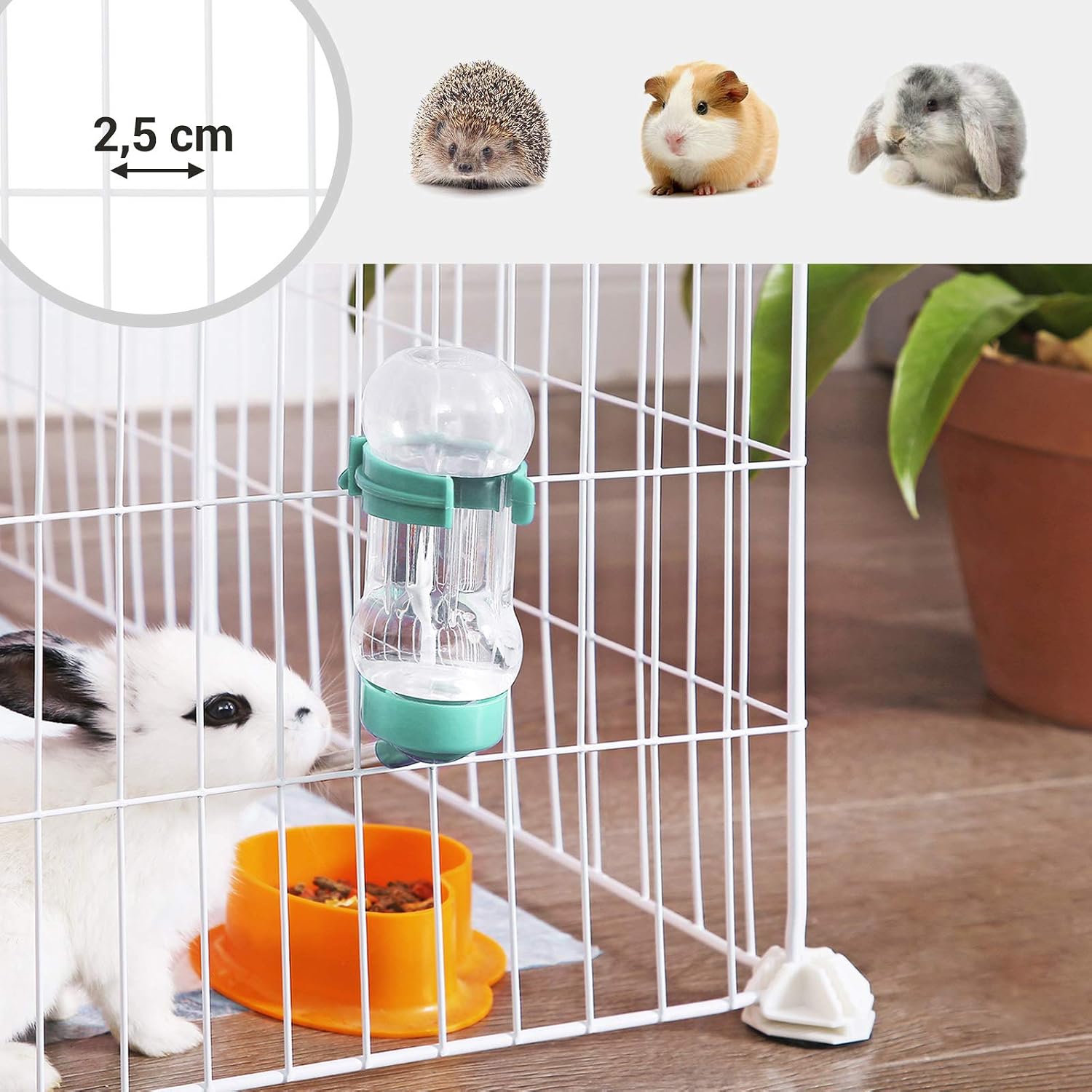 Detalle de SONGMICS LPI01W dierenren voor kleine dieren, wit en flexibel op te bouwen