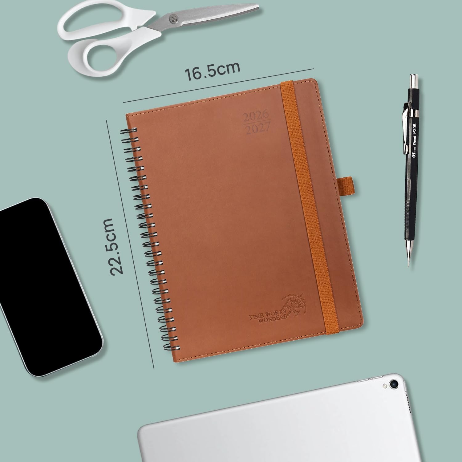 Thumbnail 1 de POPRUN Kalender 2026/2027 Wochenplaner (Aug.2026–Dez.2027) im Ringbuch, ca. A5 – Graugrün