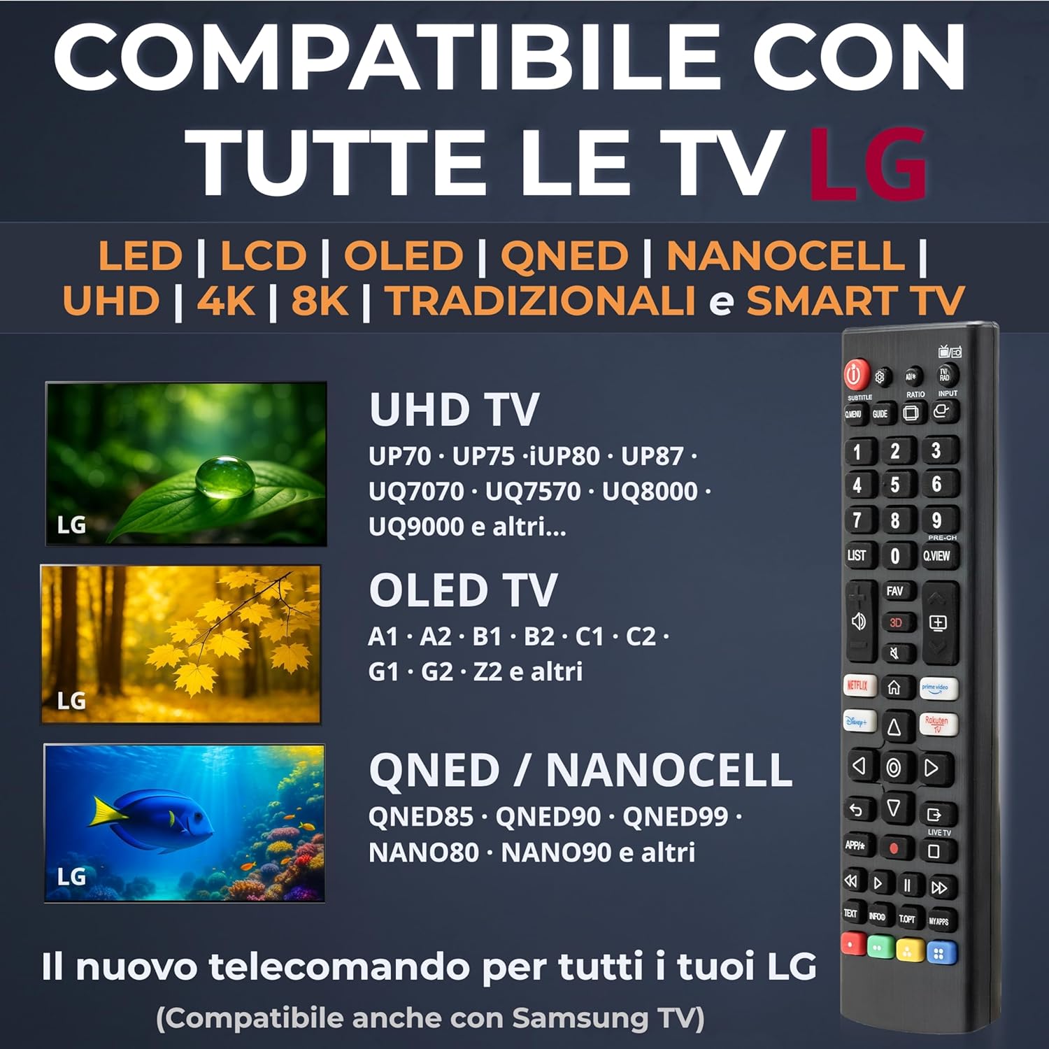 Thumbnail 2 de Koomando telecomando universale per TV LG originale – pronto all’uso, compatibilità ampia e tasti streaming