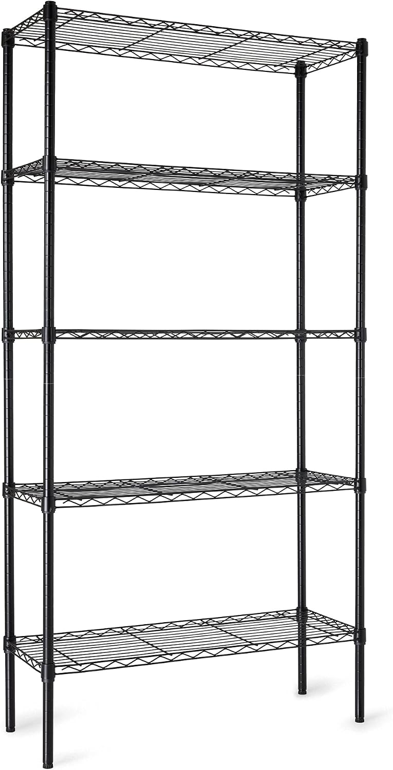 Detalle de Amazon Basics regał magazynowy, 5 półek, stalowa konstrukcja, udźwig do 795 kg
