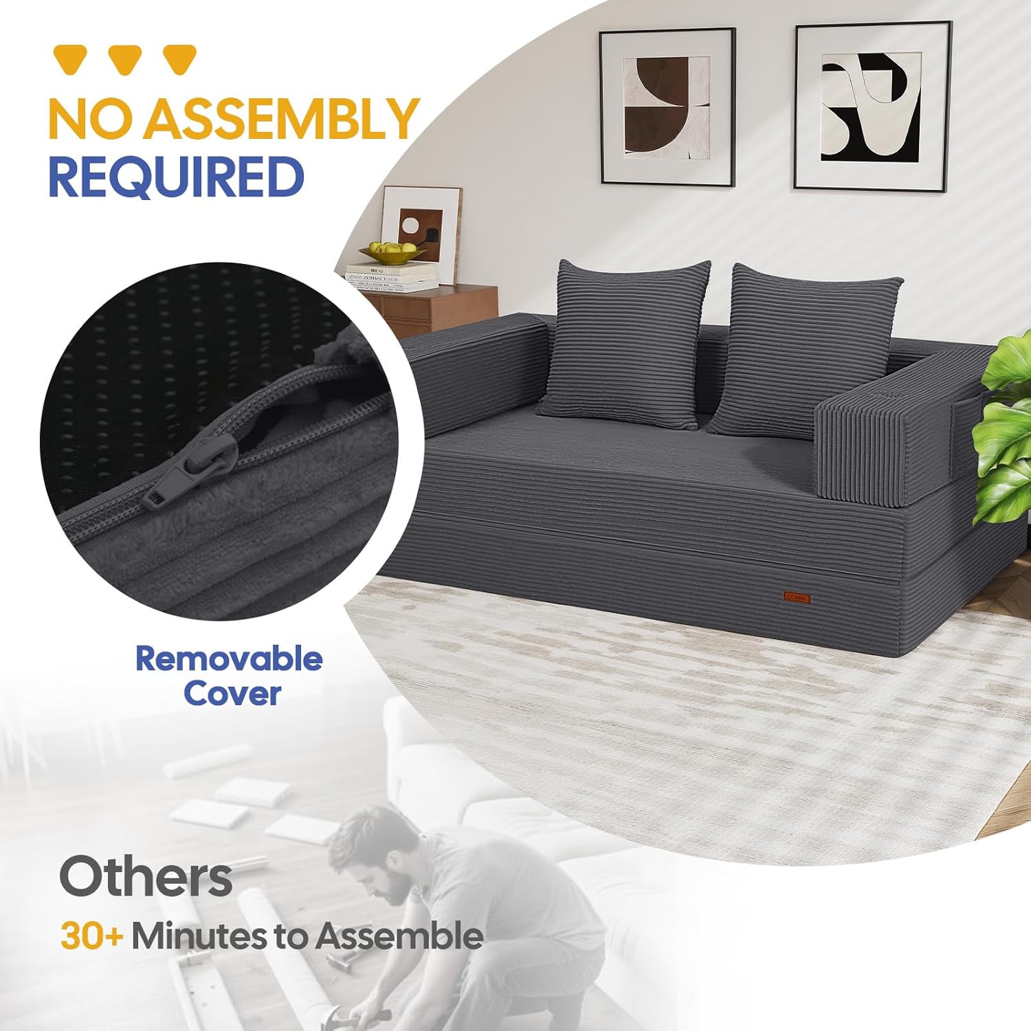 Thumbnail 6 de COMAX Futon Sofa Bed 4-in-1: Space-Saving Convertible for Small Living Rooms