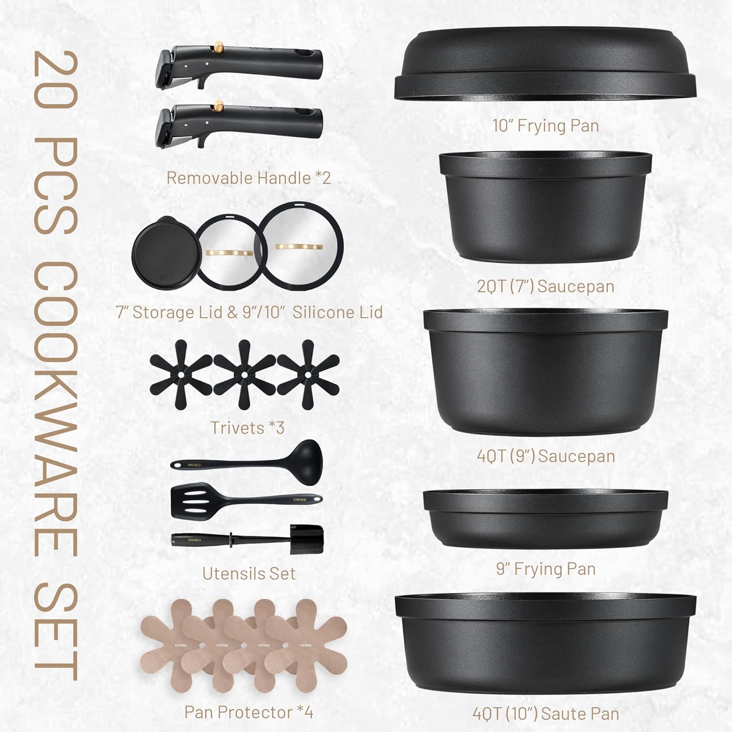 Detalle 2 de CAROTE 19pc Nonstick Pots and Pans Set