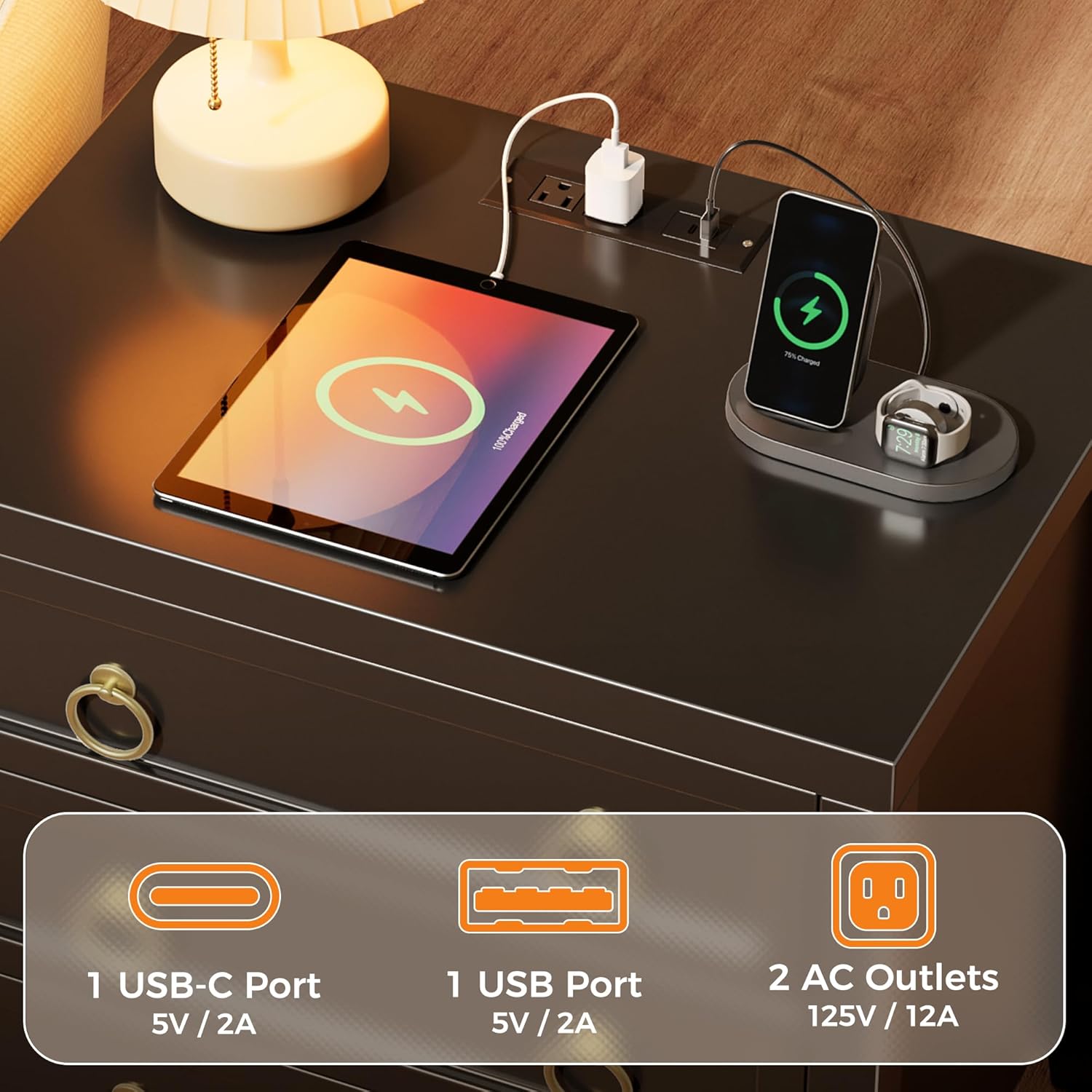 Detalle 2 de Huuger 3-Drawer Nightstand