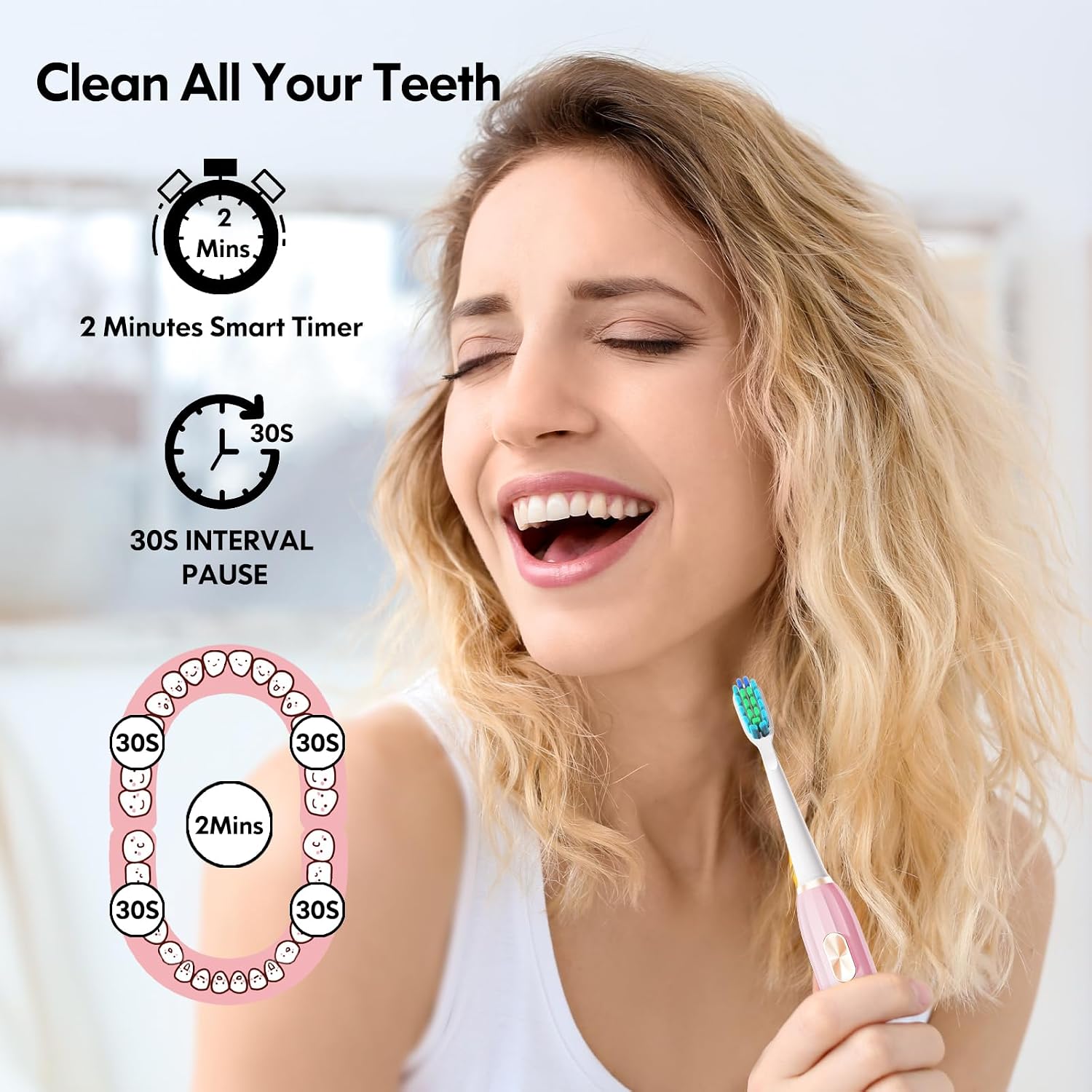 Thumbnail 4 de Kids Electric Toothbrush 6-12 Rechargeable Sonic Toothbrush Pink