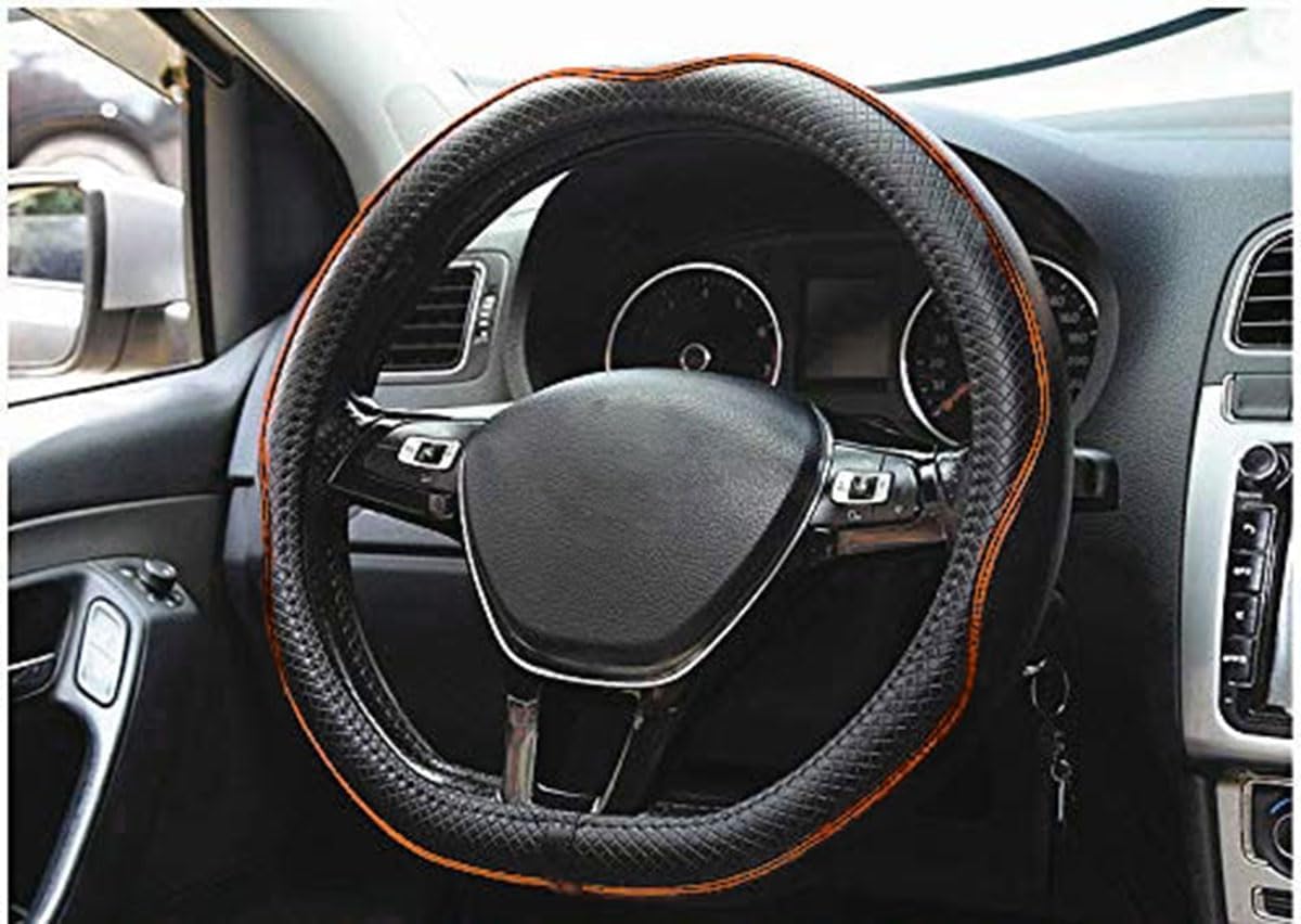 Thumbnail 1 de Istn Microfiber Leather D-Shape Car Steering Wheel Cover (Universal, 38cm) – Anti-slip, breathable protection