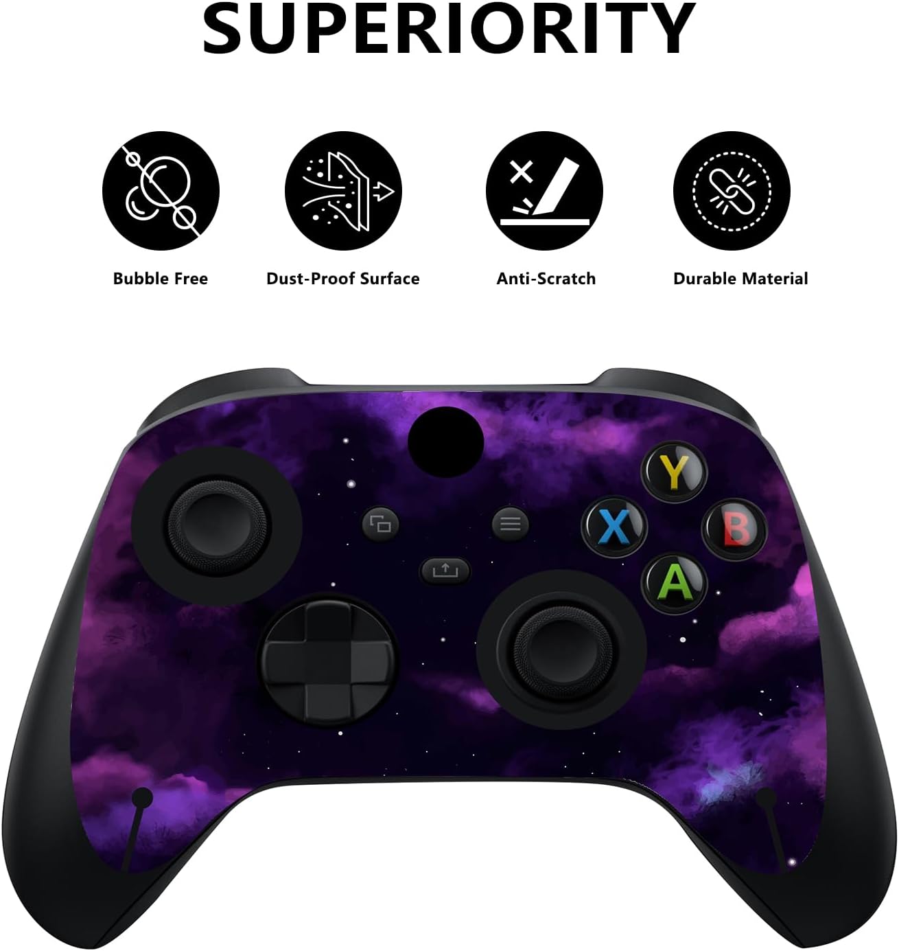 Thumbnail 1 de playvital Purple Deep Space custom vinyl skins for Xbox Series X (console + controller decals)
