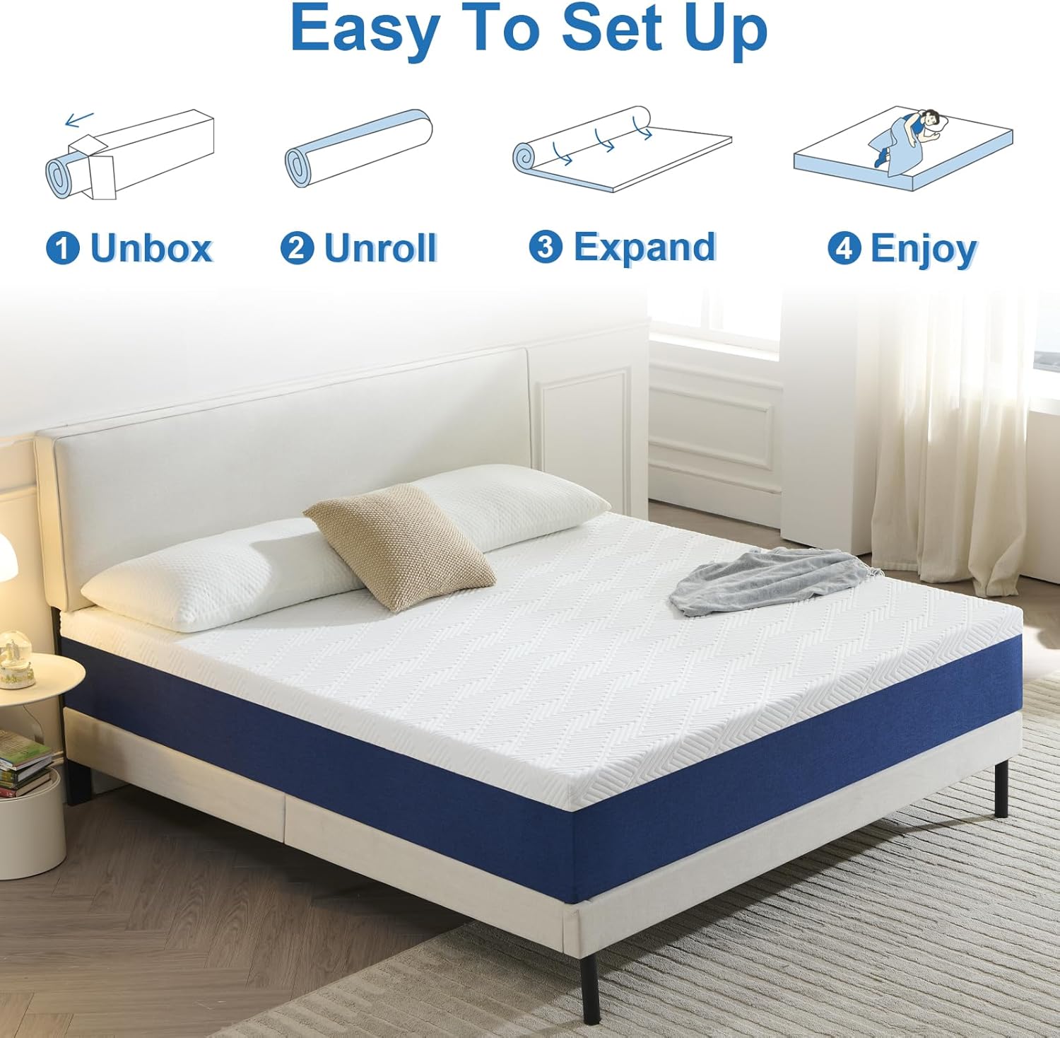 Thumbnail 3 de Yocreat 25CM Double Mattress – Gel Memory Foam with Cooling Cover (135cm x 190cm)