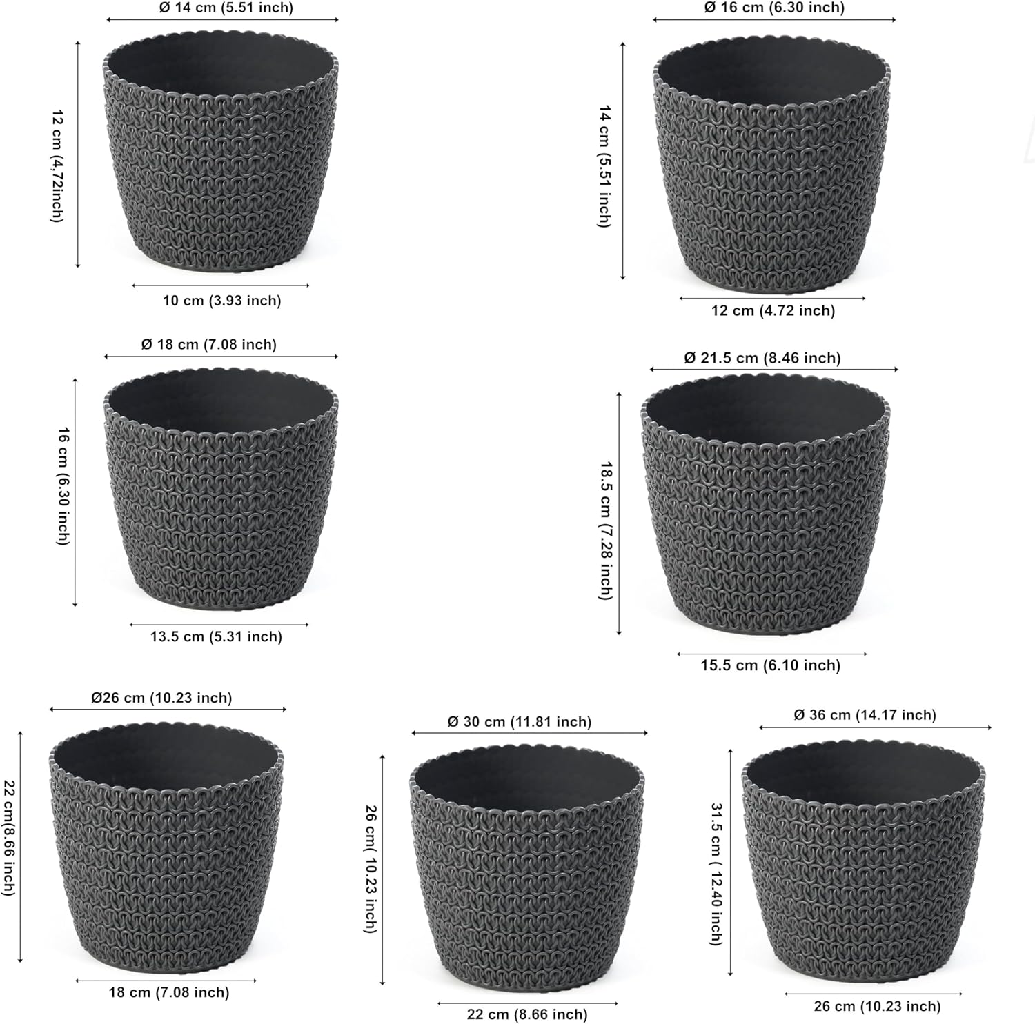 Detalle de Home Garden Ornaments 14 cm woven-effect planter 🌱