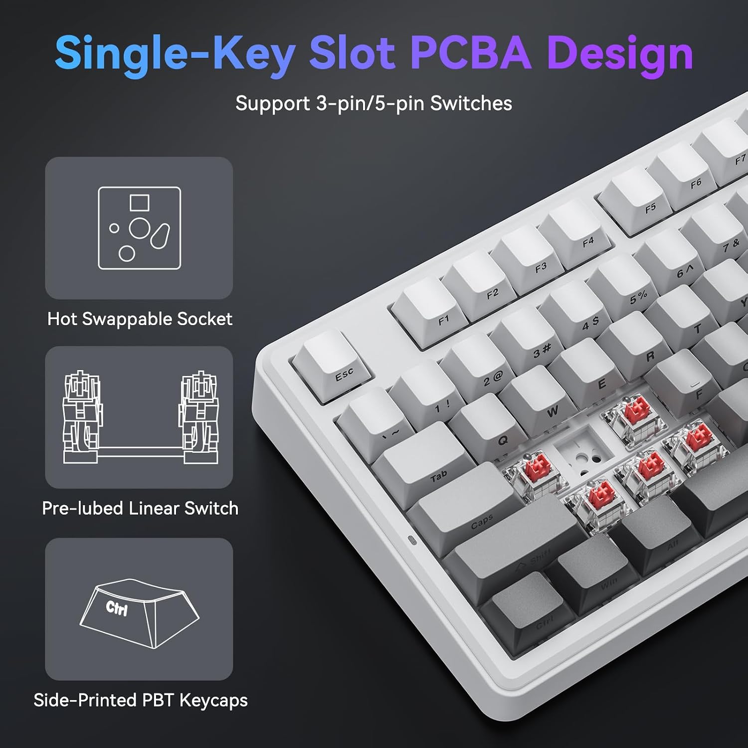 Detalle 2 de TECURS Mechanical Gaming Keyboard 2.4GHz wireless ⌨