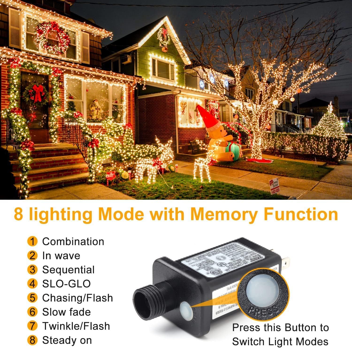 Thumbnail 1 de HAILI XMGQ HL300E 339 ft LED Christmas String Lights, 1,000 Warm White LEDs