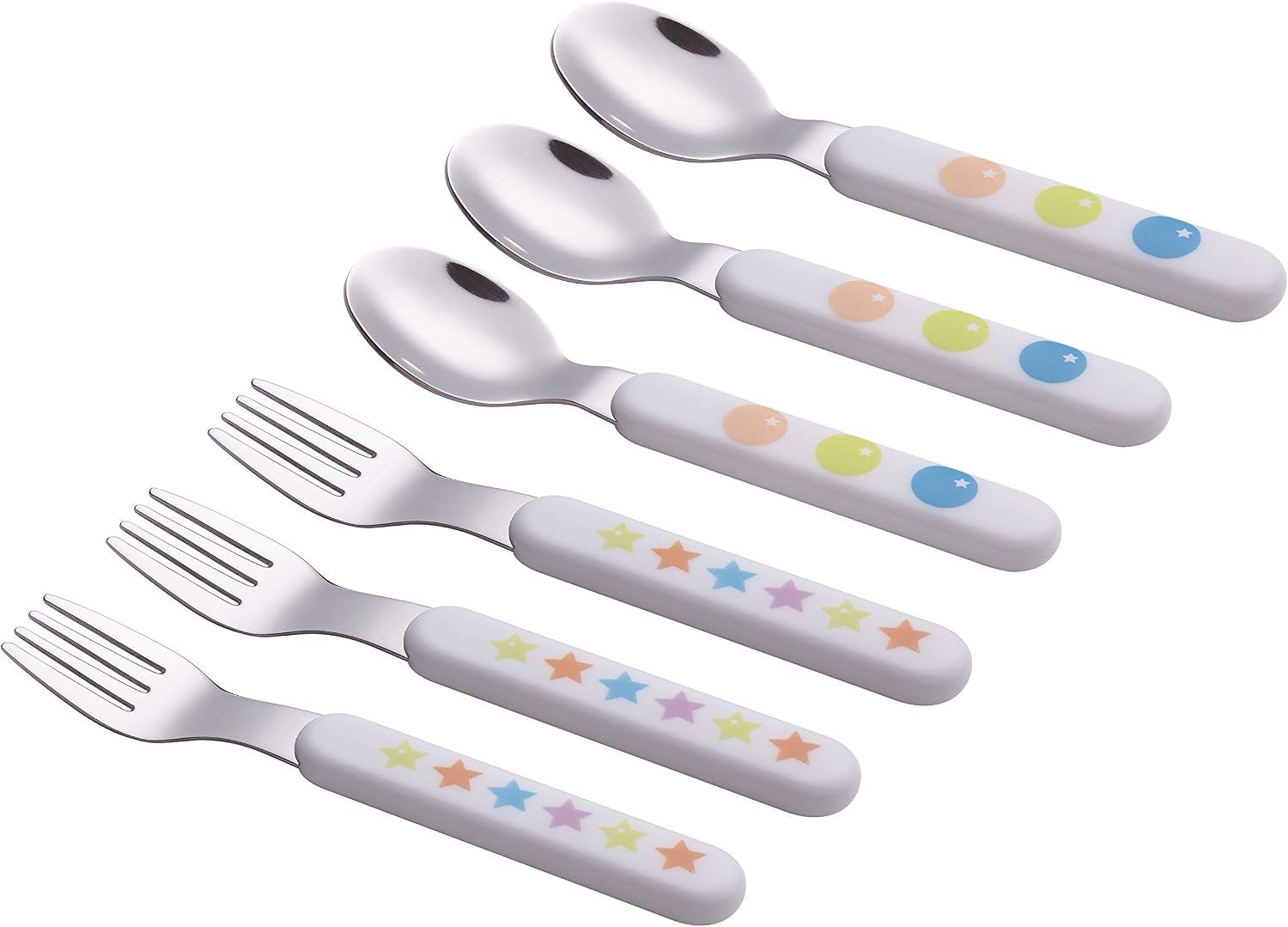 Detalle 2 de Exzact WF16 6-Piece Kids’ Cutlery Set, 18/10 Stainless Steel, BPA-Free Handles