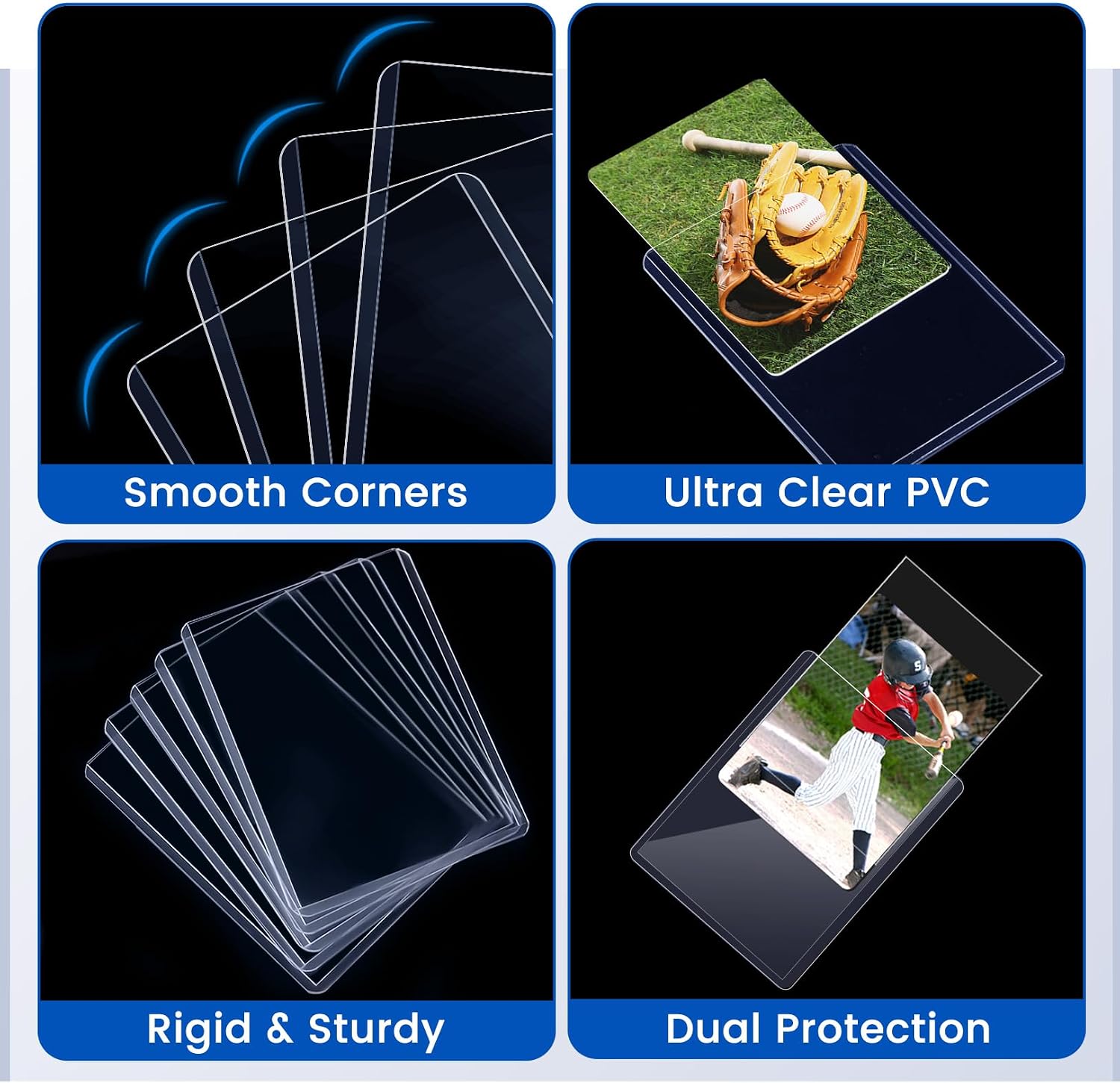 Detalle de Sooez 18 Hard Plastic Card Sleeves, 3" x 4" Clear Holders, 35pt