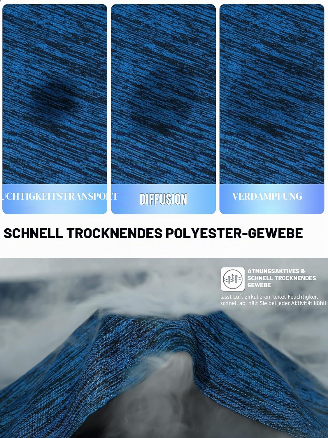 Thumbnail 2 de TACVASEN Herren Meliertes Sport T-Shirt