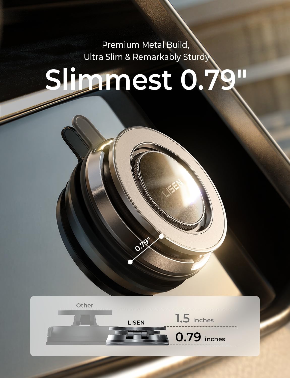 Thumbnail 4 de LISEN MagSafe Car Mount for iPhone (All-Metal, 720° Adjustable) – Vacuum Stand with Nano Gel