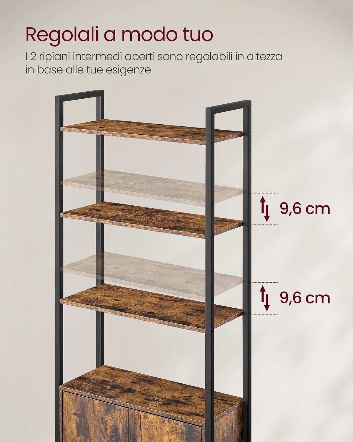 Thumbnail 5 de VASAGLE Libreria 6 Ripiani Marrone Vintage