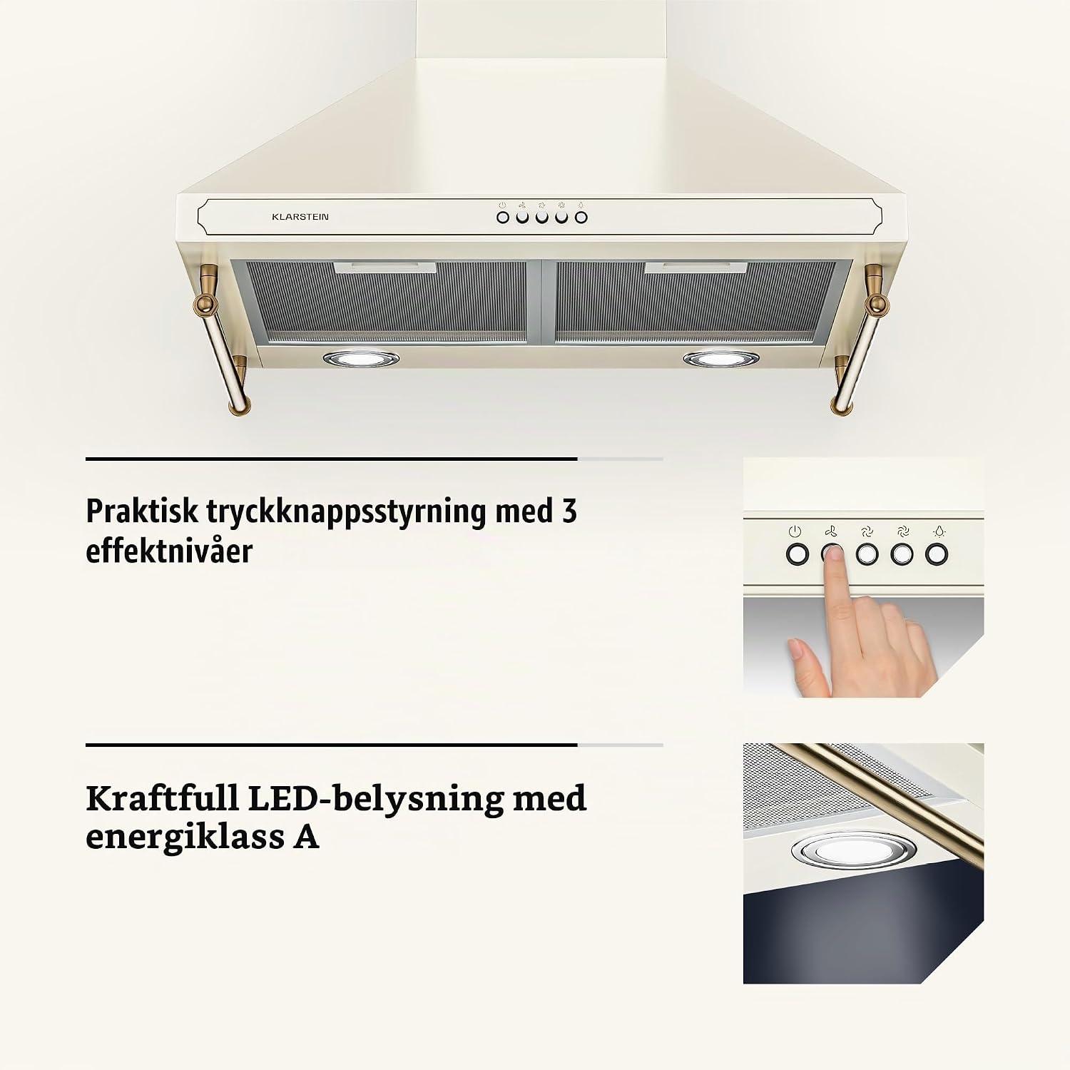 Thumbnail 5 de Klarstein 10034647 Victoria köksfläkt, 645 m³/h, retrodesign och LED