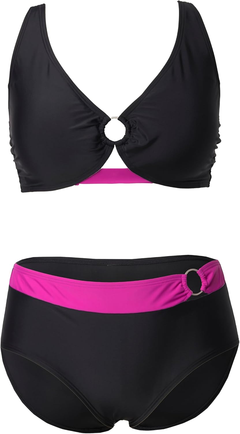 Detalle de Ulla Popken Sophia: Costume da Bagno One Piece Donna con Taglie Forti e Accento di Colore