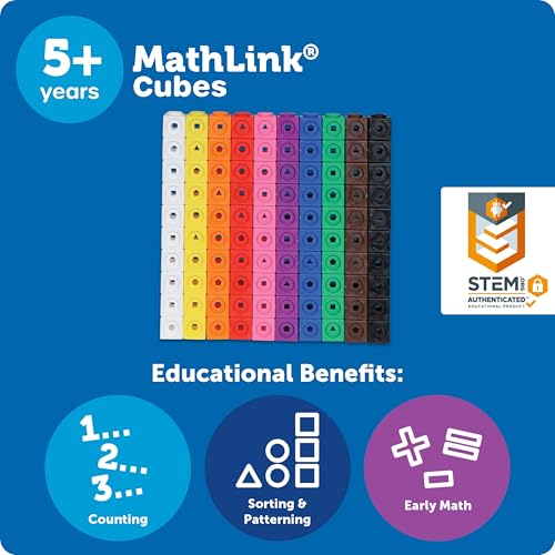 Detalle de Learning Resources MathLink Cubes - Set of 100 Cubes for Early Math & STEM