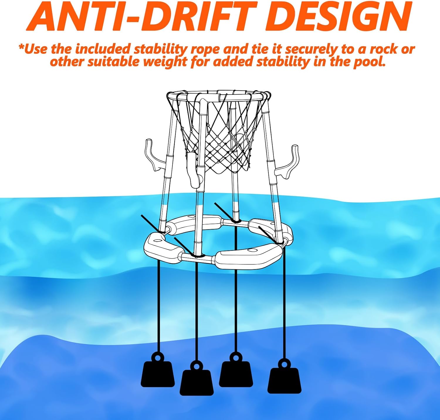 Detalle de Doviden Pool Basketball Hoop Floating with Anti-Tip & Anti-Drift Design