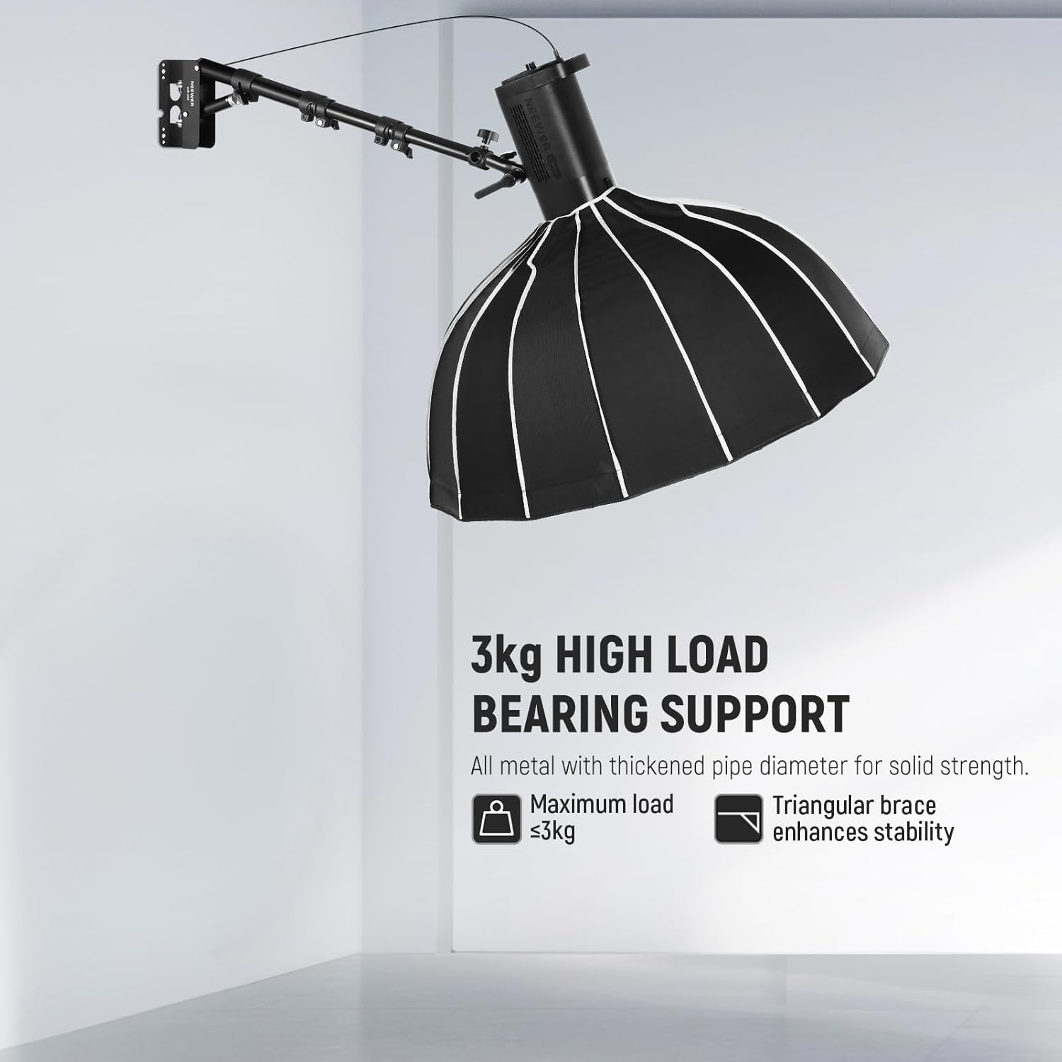 Thumbnail 3 de NEEWER WB-100 Braccio boom da parete per ring light fino a 3 kg (55–116 cm), orientabile