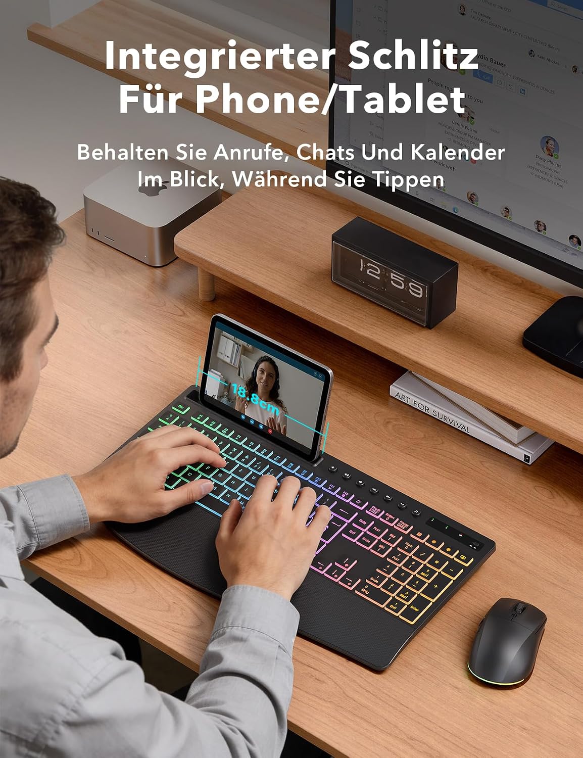 Detalle de Tastatur Maus Set kabellos Beleuchtet KM22 Ultra – Vollständiges Home-Office Paket