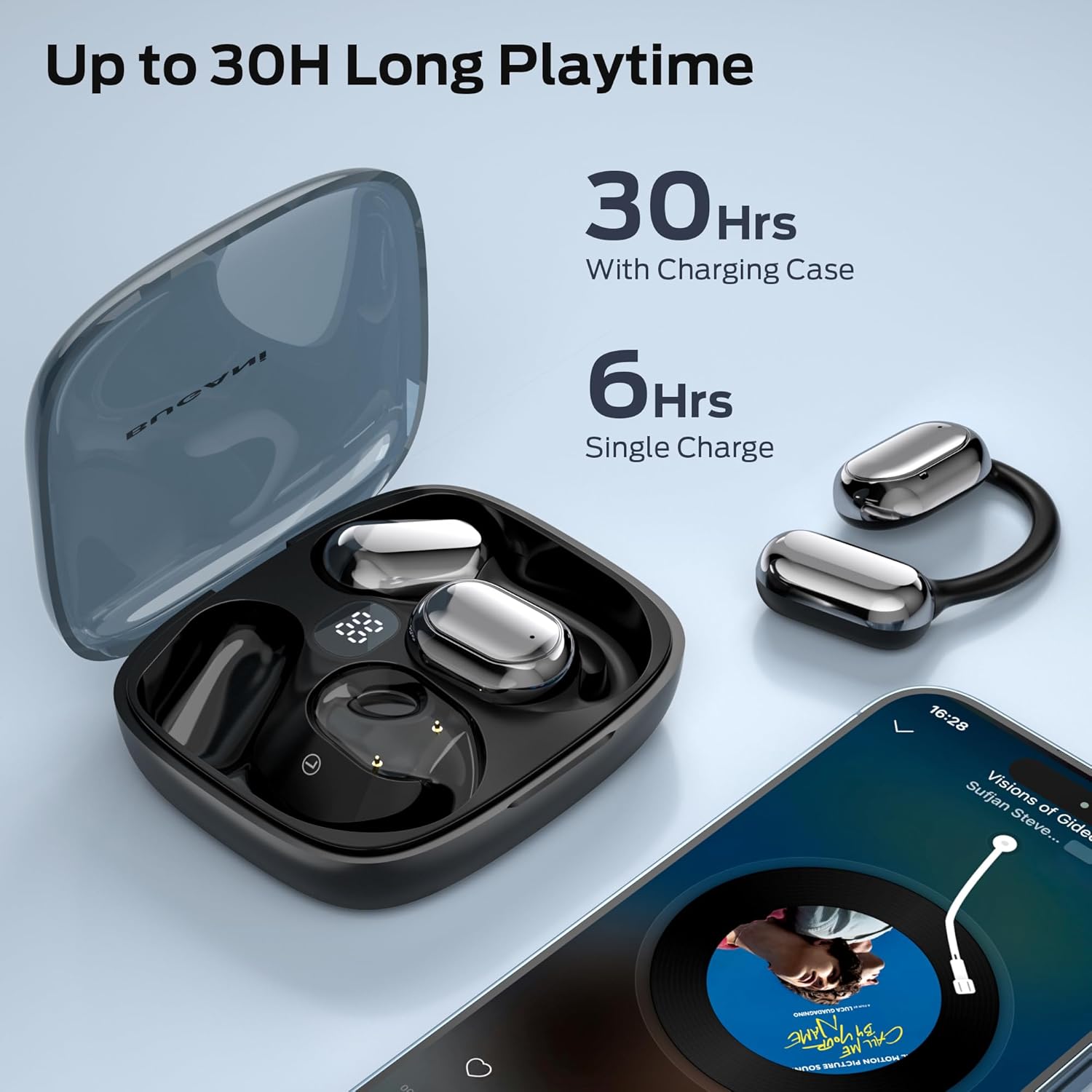 Thumbnail 3 de BUGANI Écouteurs Bluetooth sans Fil Sport – Conduction Osseuse, Open Fit, 40H d’autonomie, IPX5