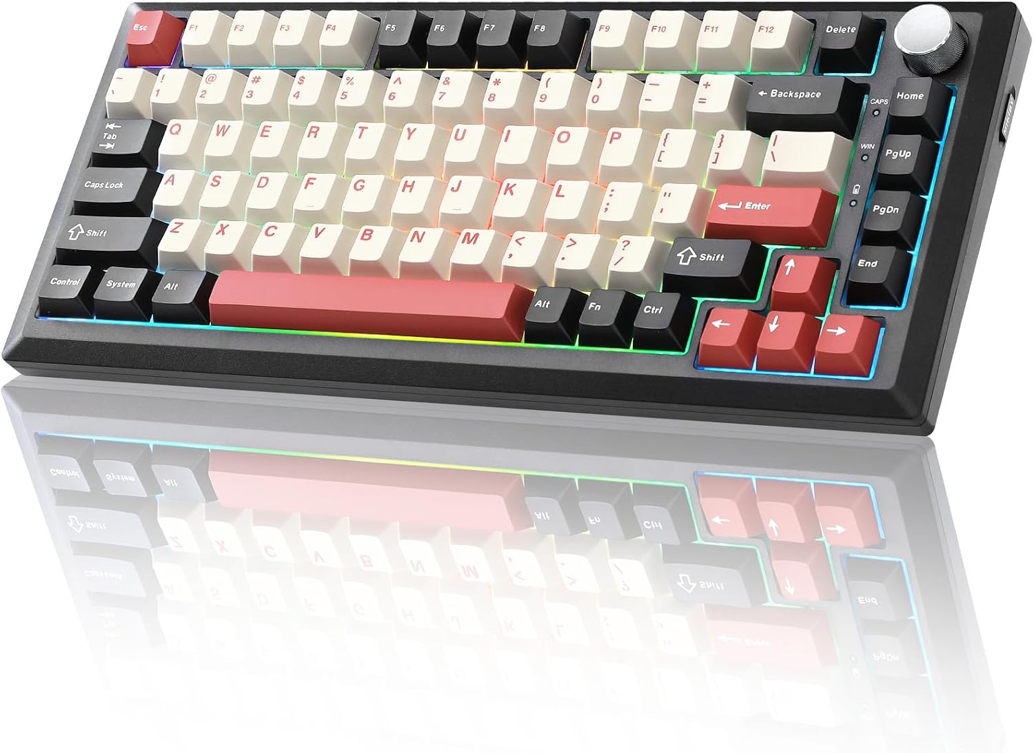 Detalle de MIKIBY Y75 Wireless Mechanical Keyboard: 75%, Hot-Swappable, with Knob, RGB, and Tri-Mode Connectivity