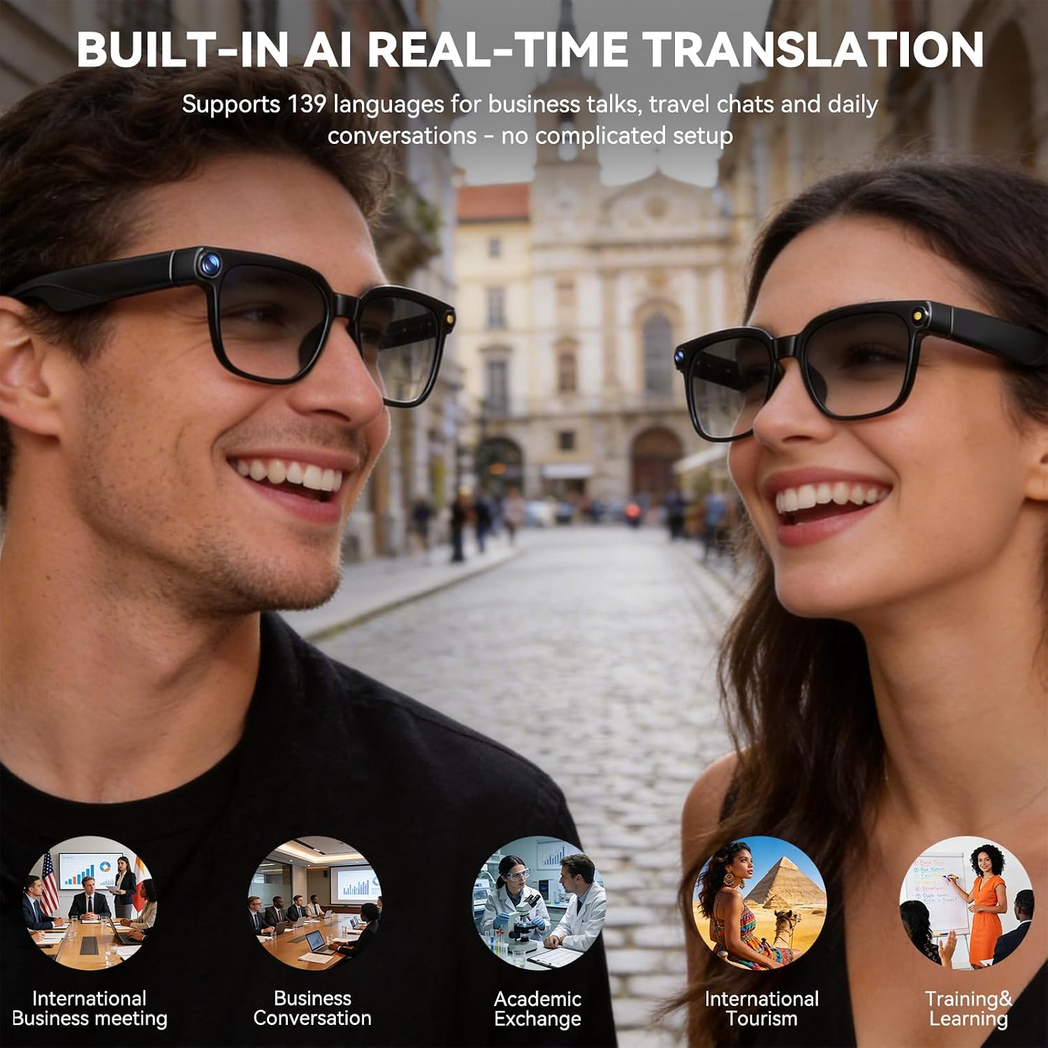 Thumbnail 5 de AI Smart Glasses with Camera, 8MP HD Capture, 1080P Video, and Real-Time Translation