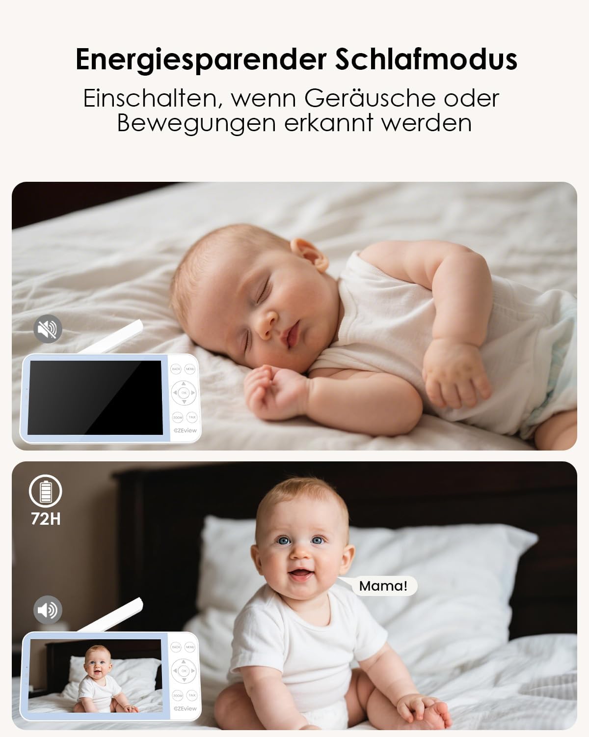 Thumbnail 6 de CZEview BM6 Babyphone 2K Kamera mit 5,5" Display đ¶