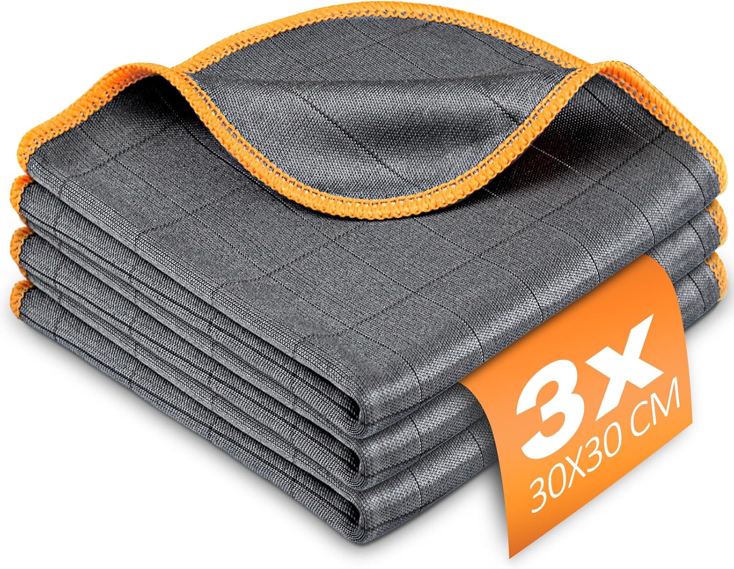 Airlab Carbon Microfiber Towels for Car Glass & Detailing (Pack of 3) – Lint-Free, Streak-Free Cleaning Cloths