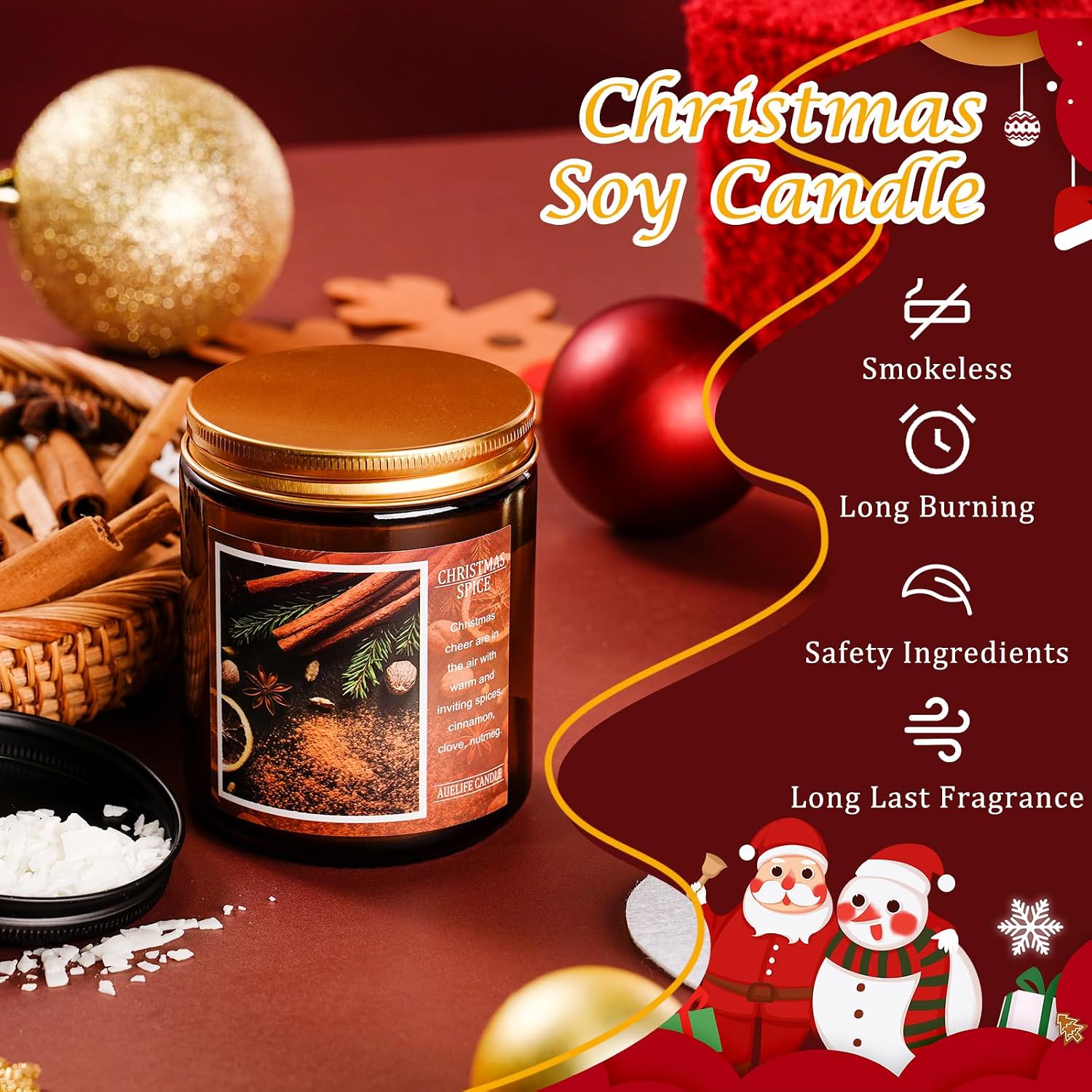 Thumbnail 4 de Auelife Christmas Cookies Soy Wax Jar Candle, 7 oz Holiday Scent