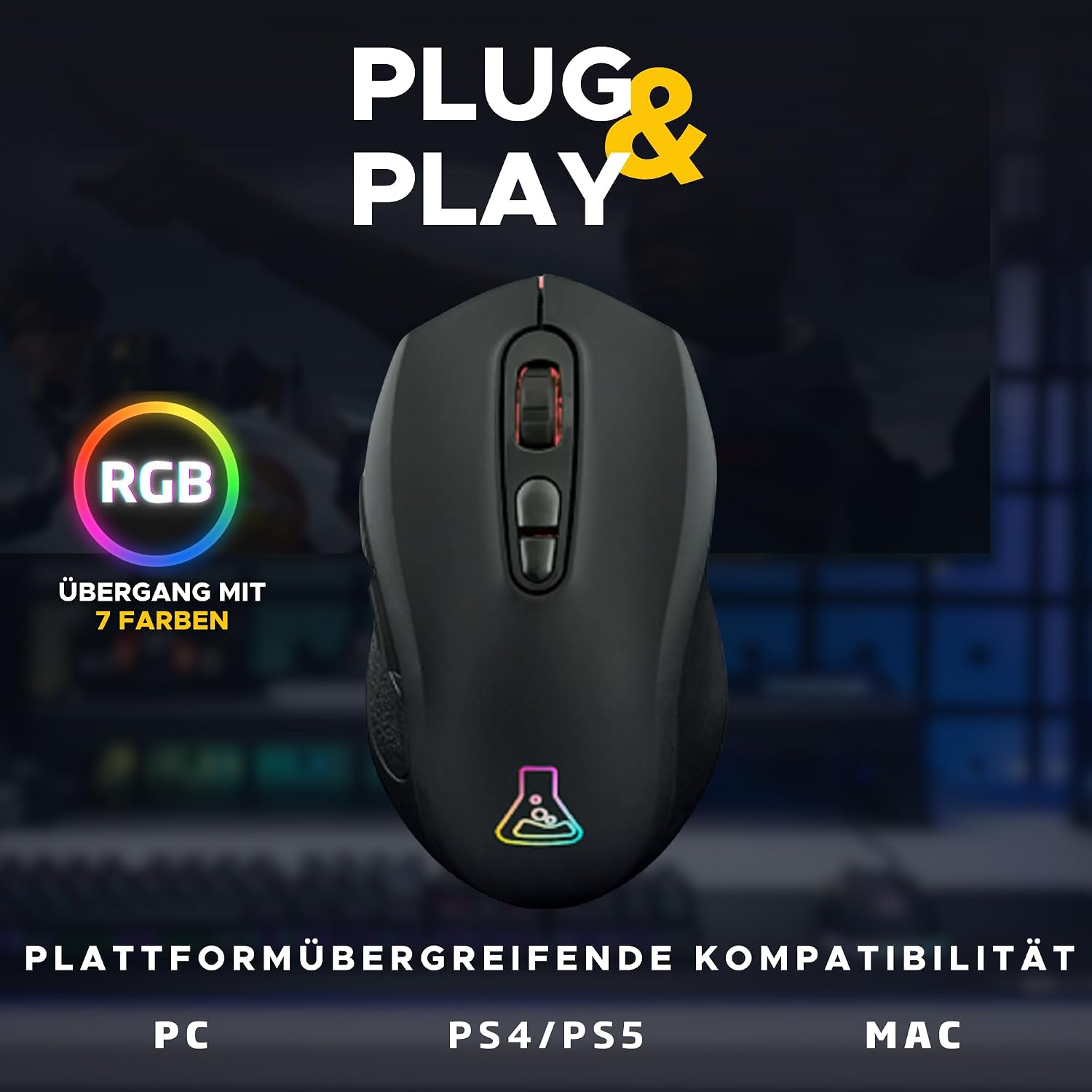 Detalle de The G-LAB Kult Krypton – Kabellose Gaming-Maus mit 6400 DPI, Bluetooth & 2.4 GHz