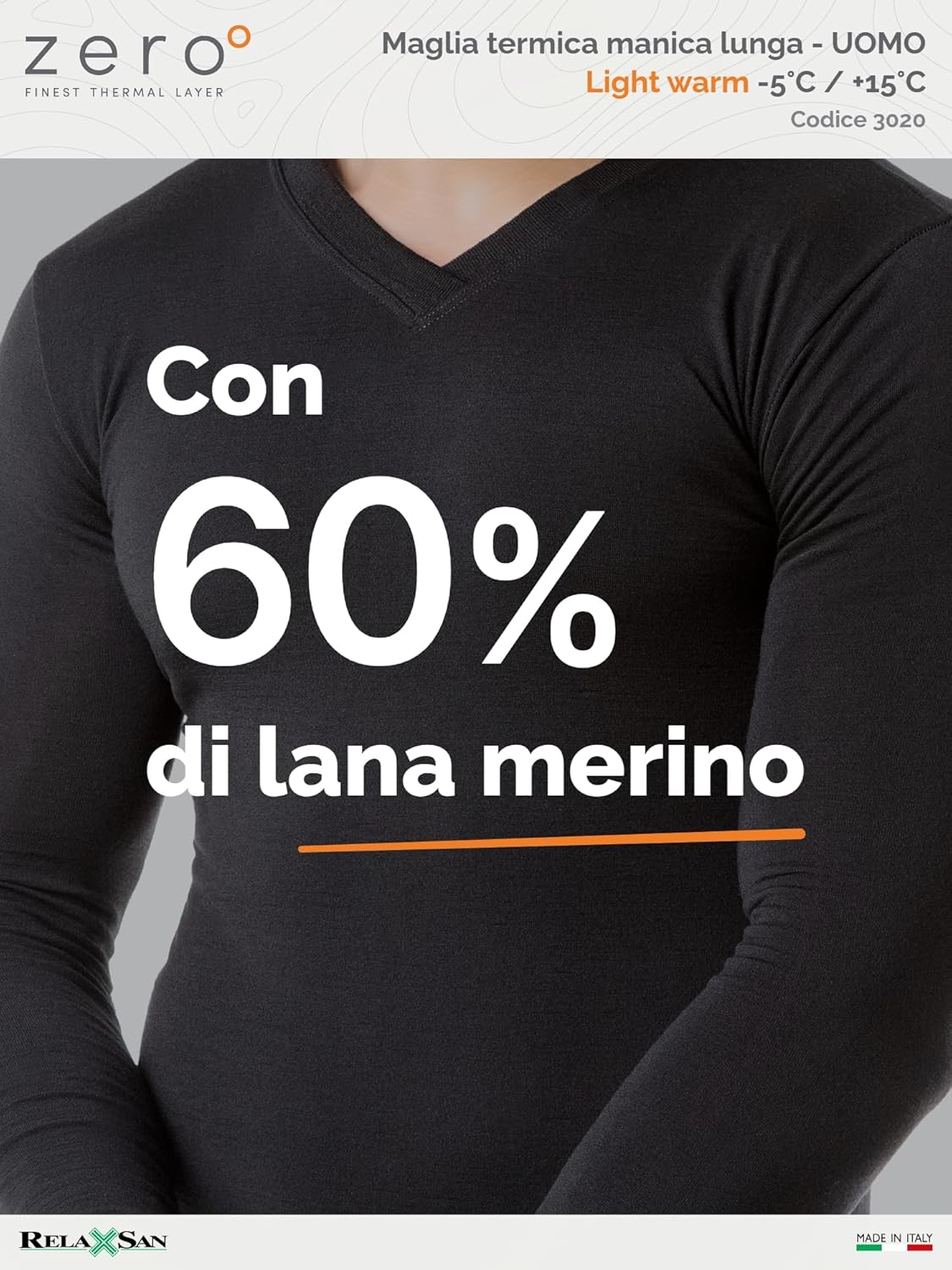 Thumbnail 1 de Relaxsan Zero Maglia Termica Uomo a Manica Lunga con Lana Merino (Made in Italy), cod. 3020