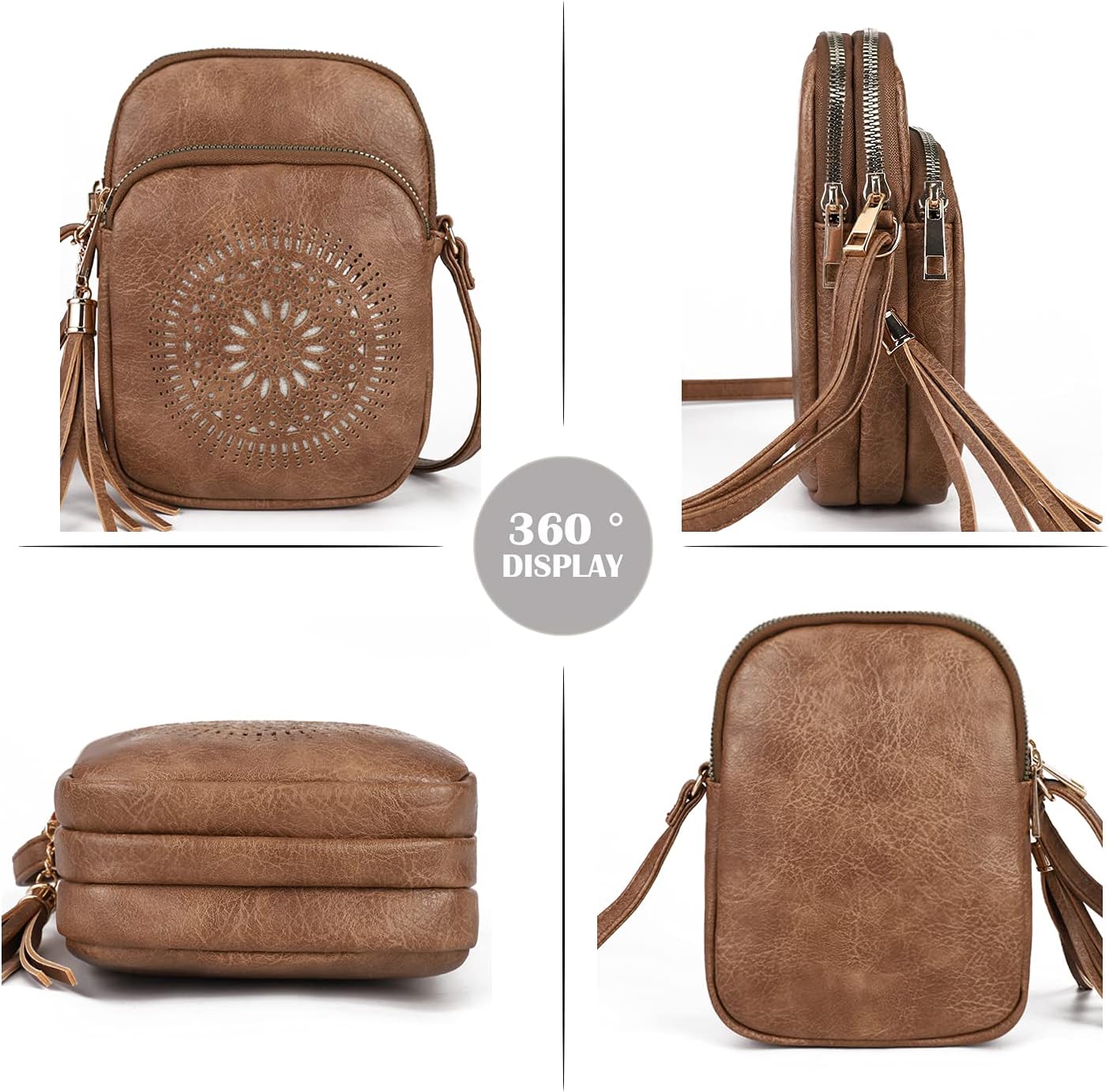 Thumbnail 5 de GLITZALL Small Crossbody Phone Bag in PU faux leather with tassel detail