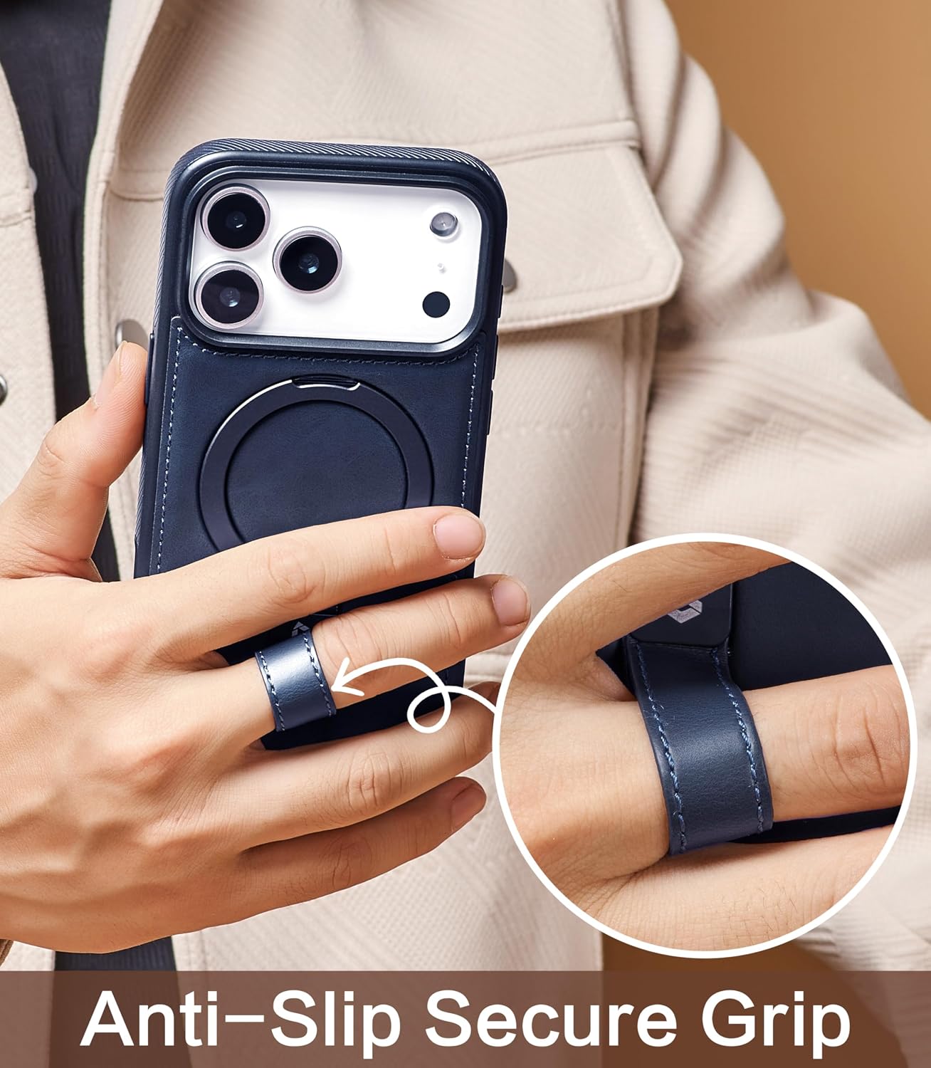 Thumbnail 2 de Butaiga iPhone 17 Pro Max Case with Leather Strap, Ring Stand & MagSafe Compatibility