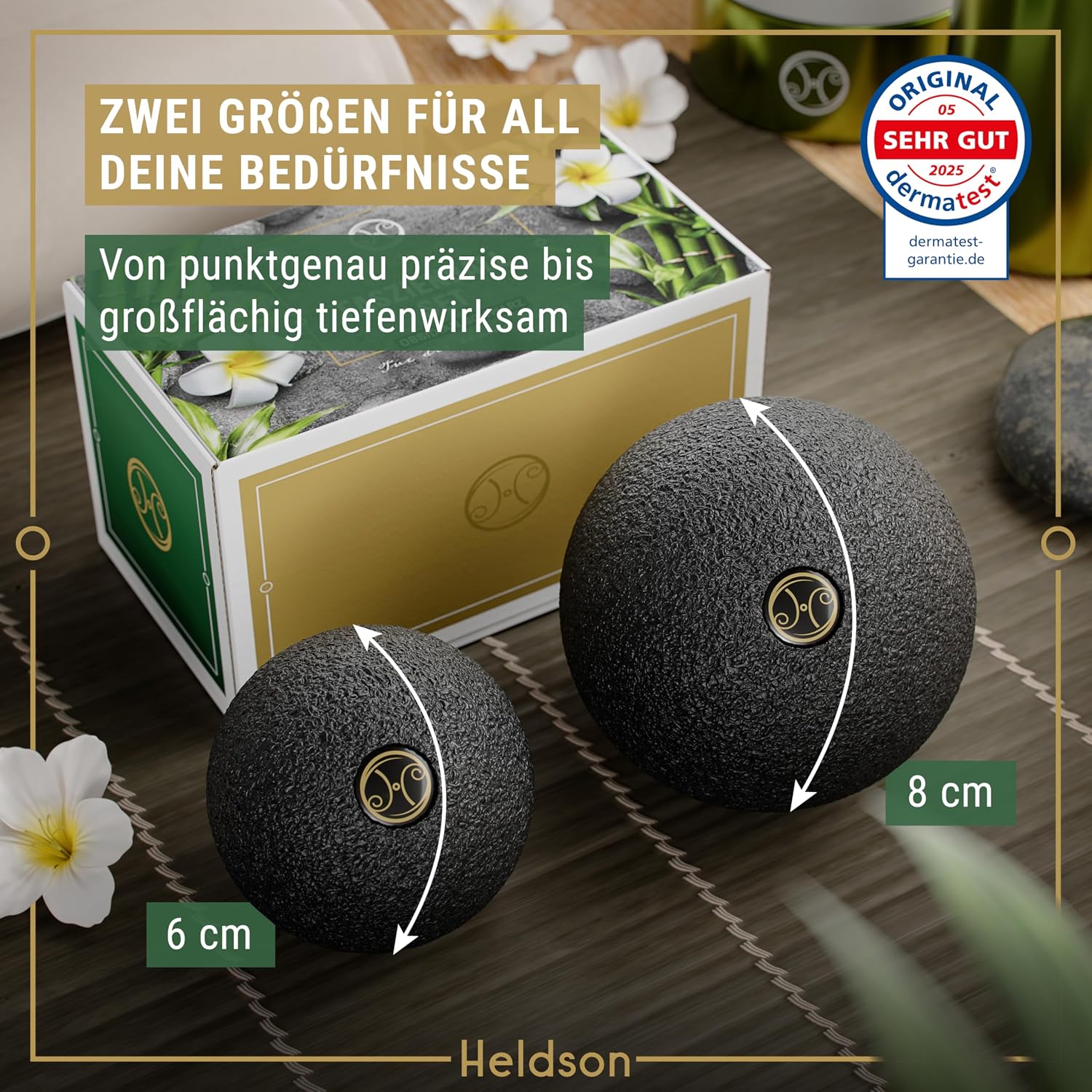 Detalle 2 de HELDSON Premium Faszienball 2er Set 6cm & 8cm