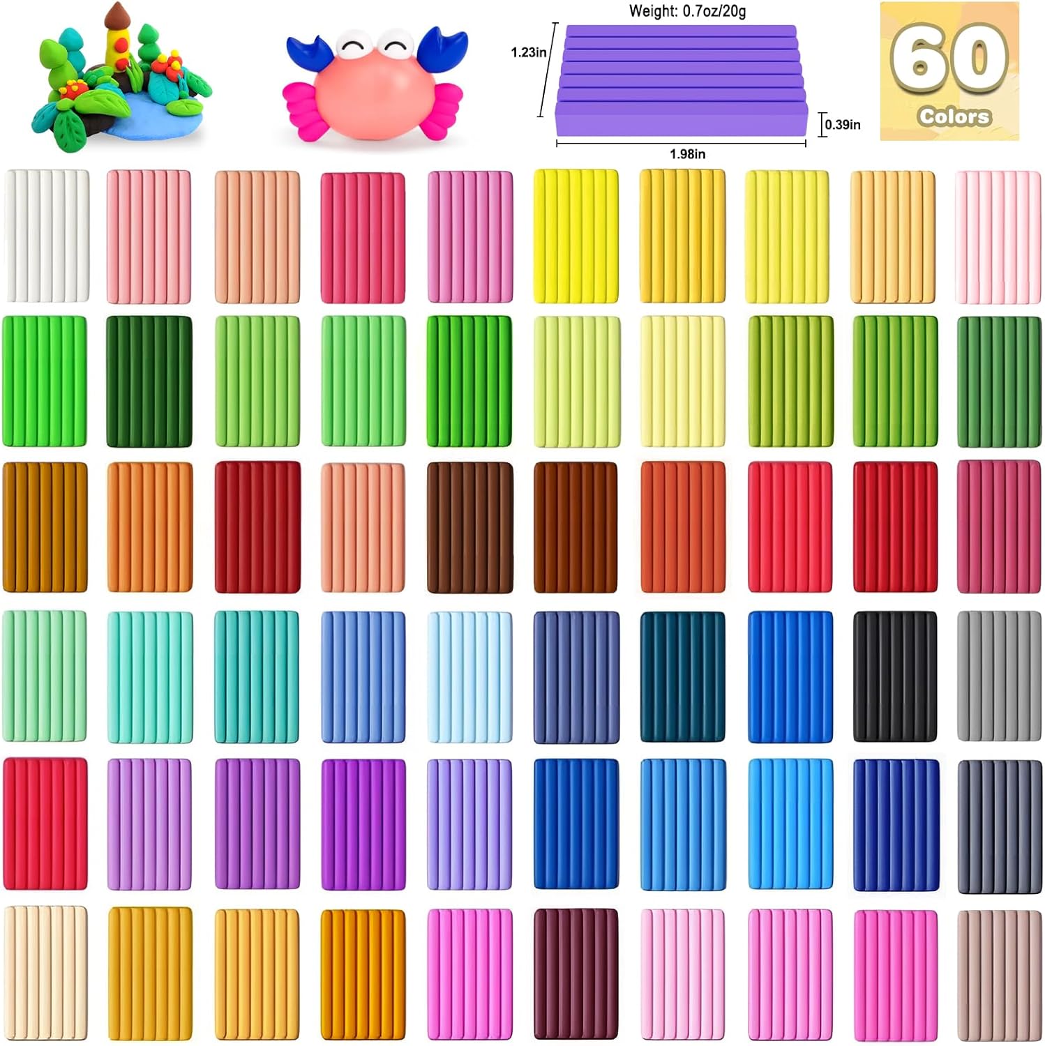 Thumbnail 1 de Ixiaoyoo Polymer Clay Set: 60 Colours plus 14 tools for Creative Sculpting