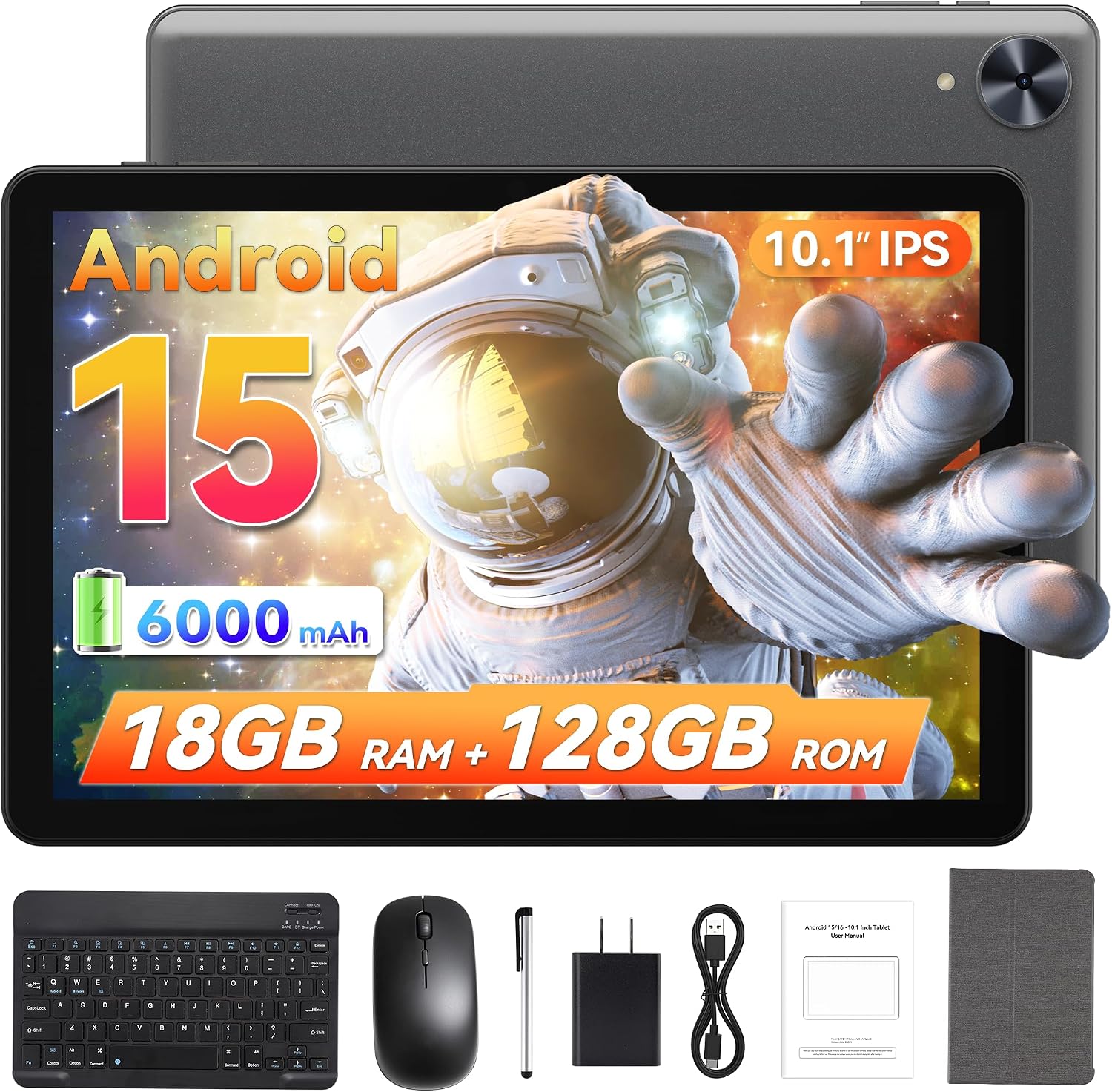 Detalle de Ioojcck A20 plus 10.1-Inch Android 15 Tablet, 18GB RAM, Keyboard Bundle
