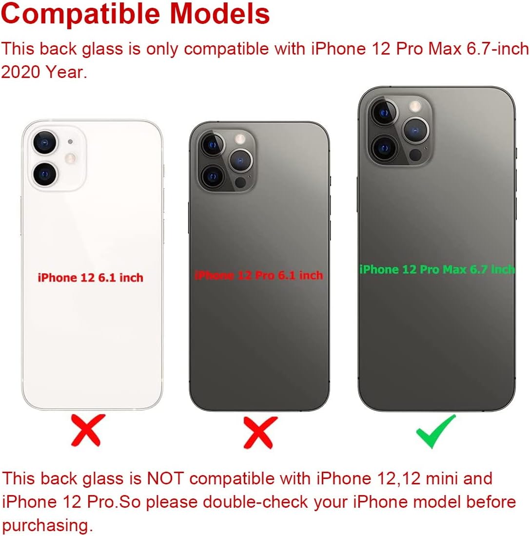Detalle 2 de Perzework iPhone 12 Pro Max用 背面ガラス交換パーツ グラファイト・工具キット付き