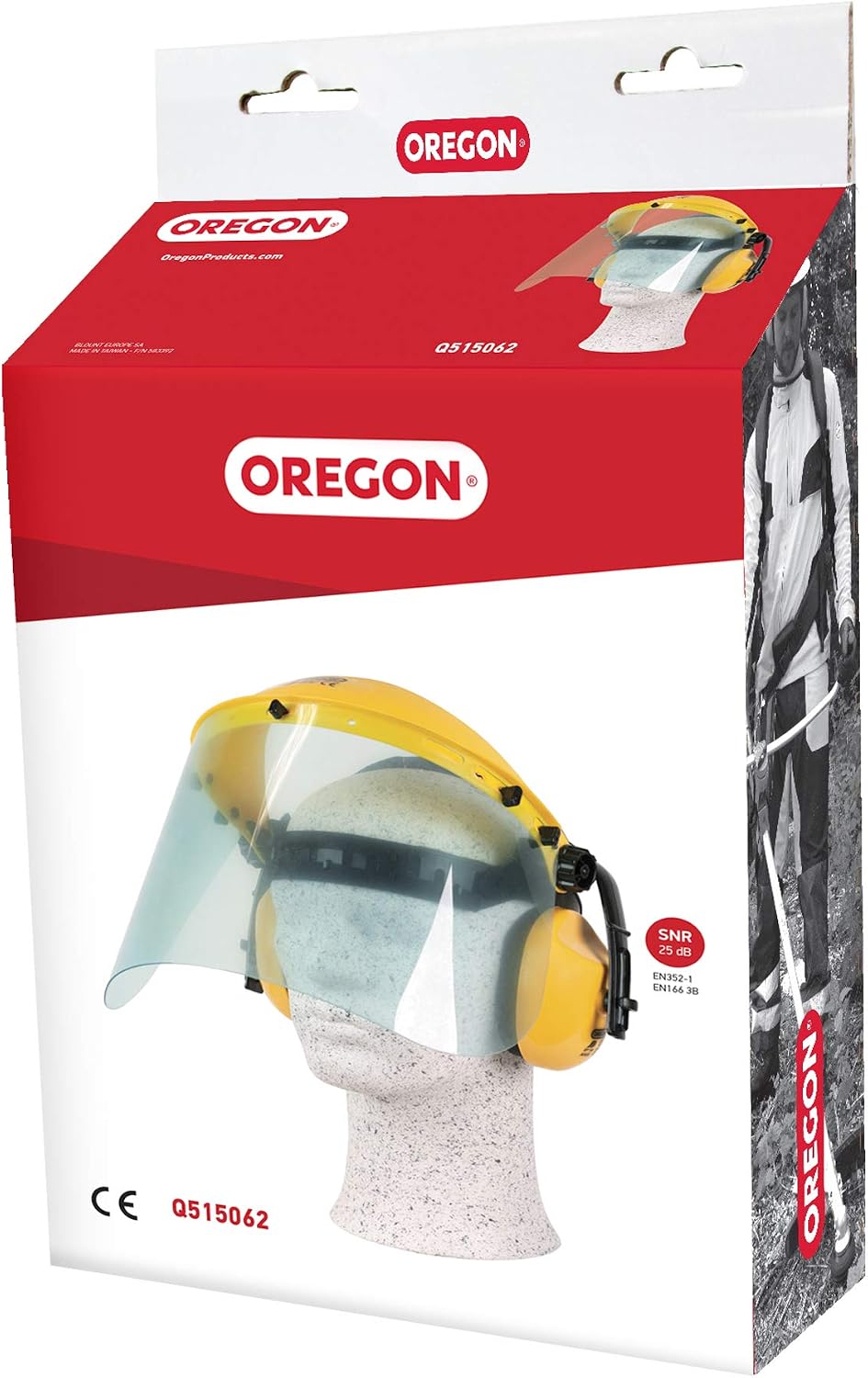 Detalle de Oregon Q515062 Polycarbonat Visier Gesichts- und Gehörschutz-Kombination für Trimmer und Freischneider
