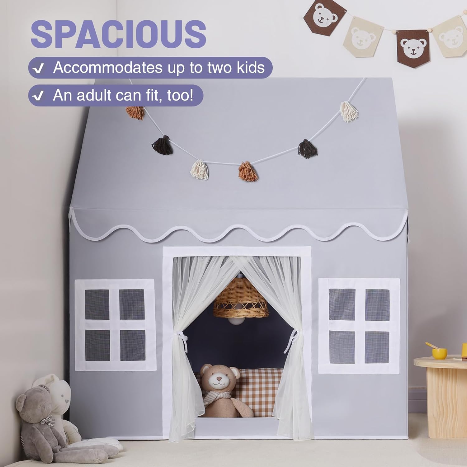 Thumbnail 4 de Wilwolfer Tienda de campaña infantil Tipi para interiores y exteriores