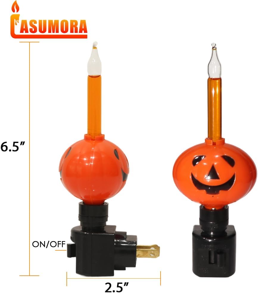 Detalle 2 de Lasumora Pumpkin Bubble Night Light with Swivel Plug and Orange Glitter