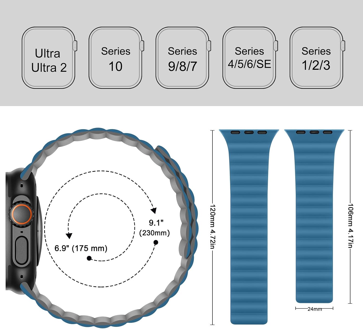 Detalle 2 de HITZEE magnetic Apple Watch strap 175–230mm