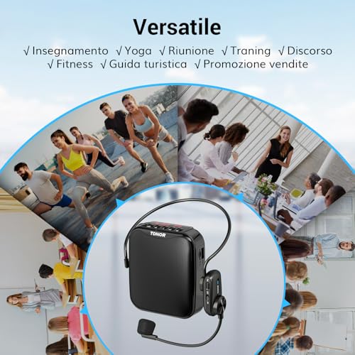 Thumbnail 8 de TONOR 15W Amplificatore Vocale Portatile: sistema PA Bluetooth con microfono wireless e clip per insegnanti e istruttori